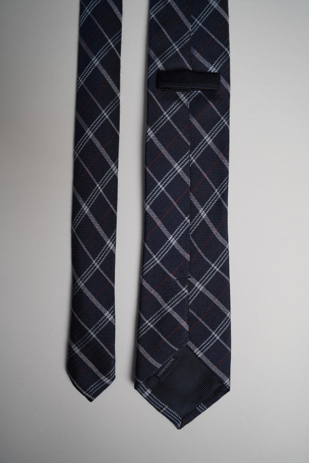 Connexion Navy Checkered Hand Made Candy and Cotton Slim Tie
