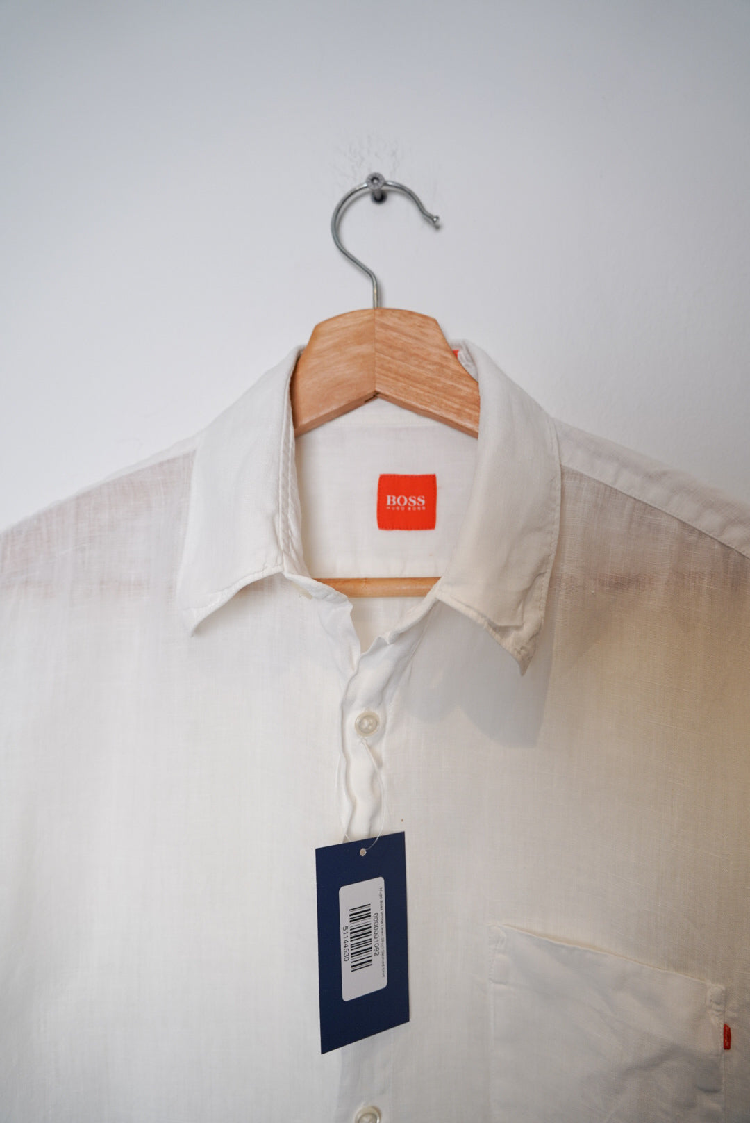 Hugo Boss White Linen Short Sleeved Shirt