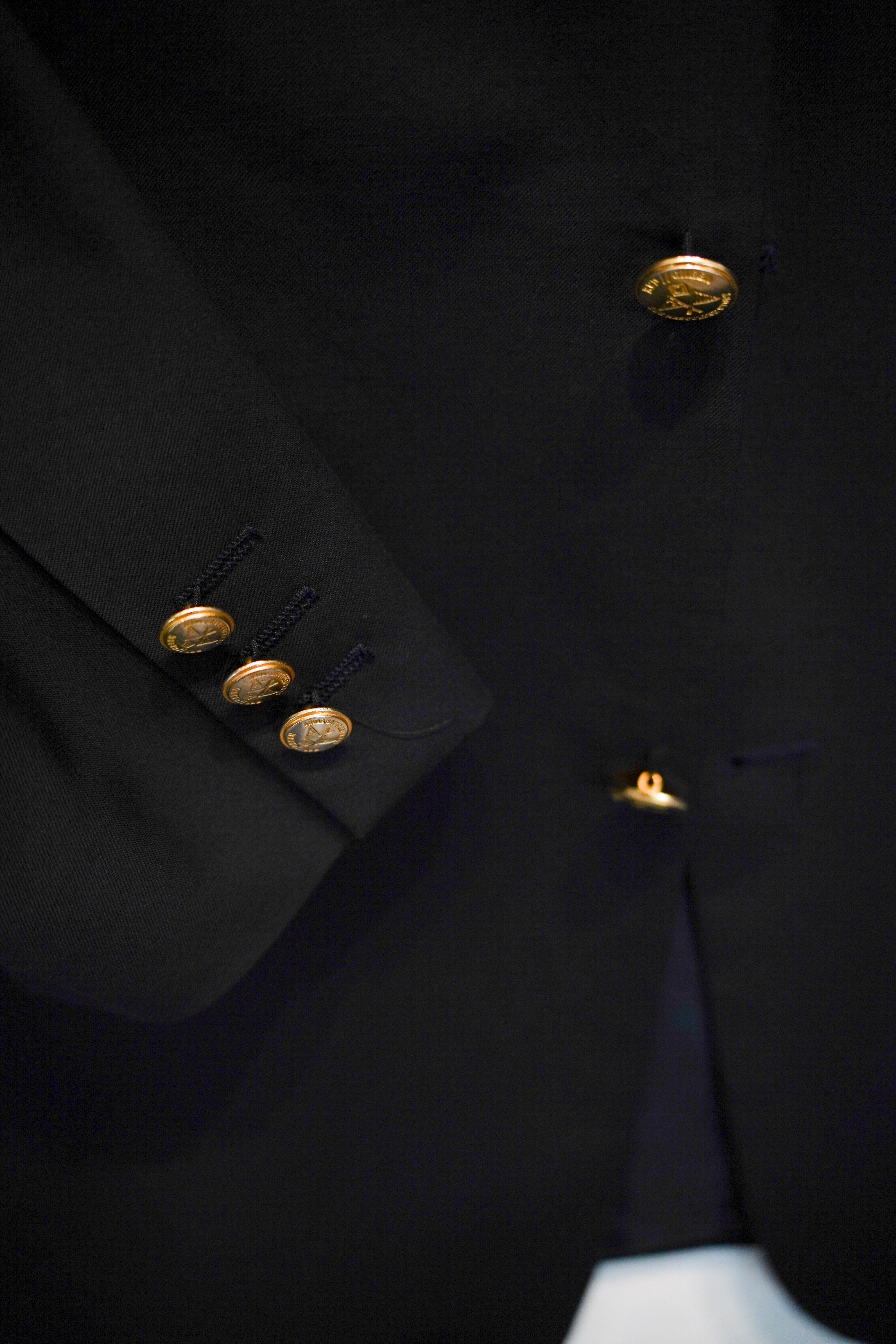 Redgreen Black Virgin Wool Gold Button Vintage Blazer