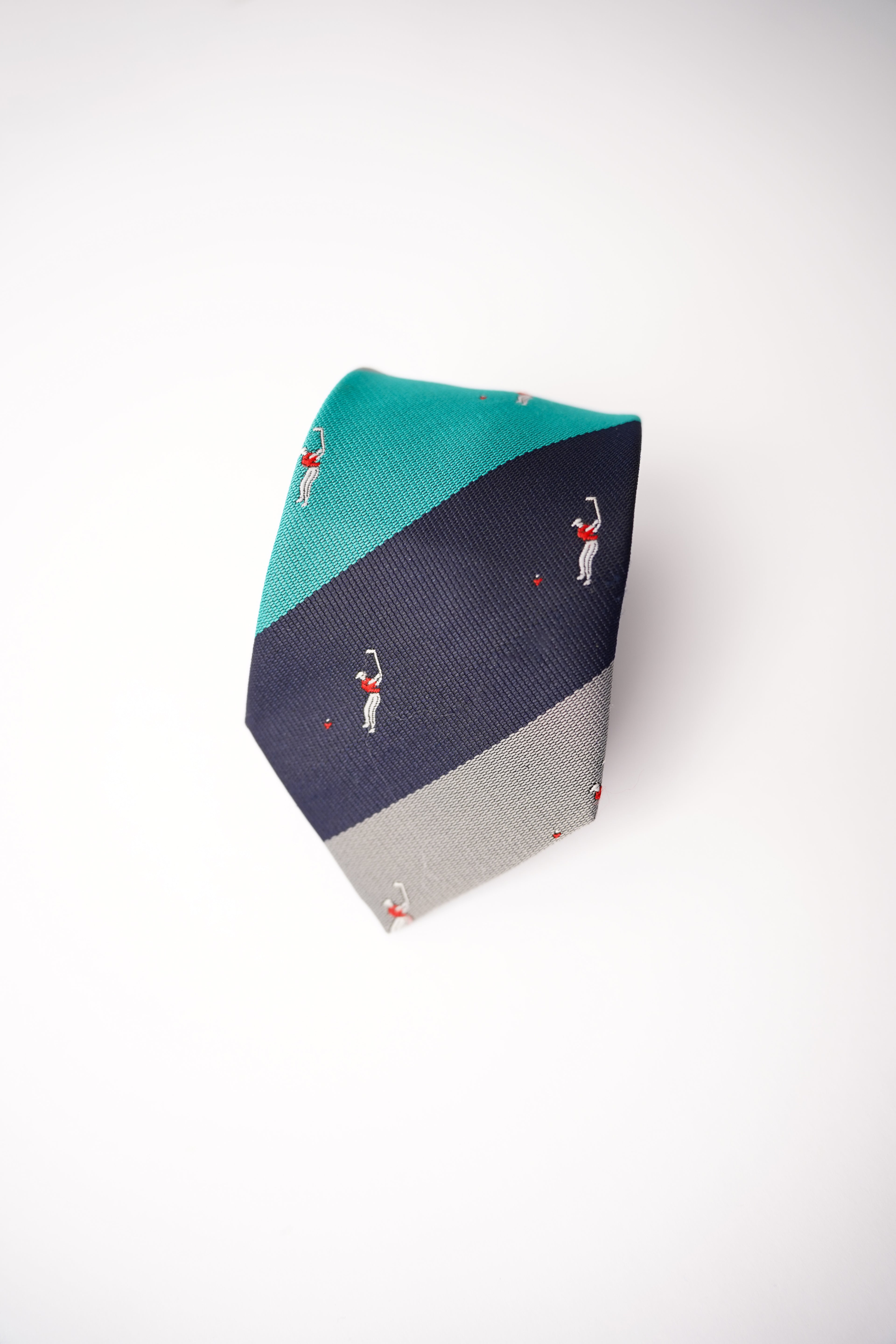 Vintage Golfkrawatte in Grün, Marineblau und Grau