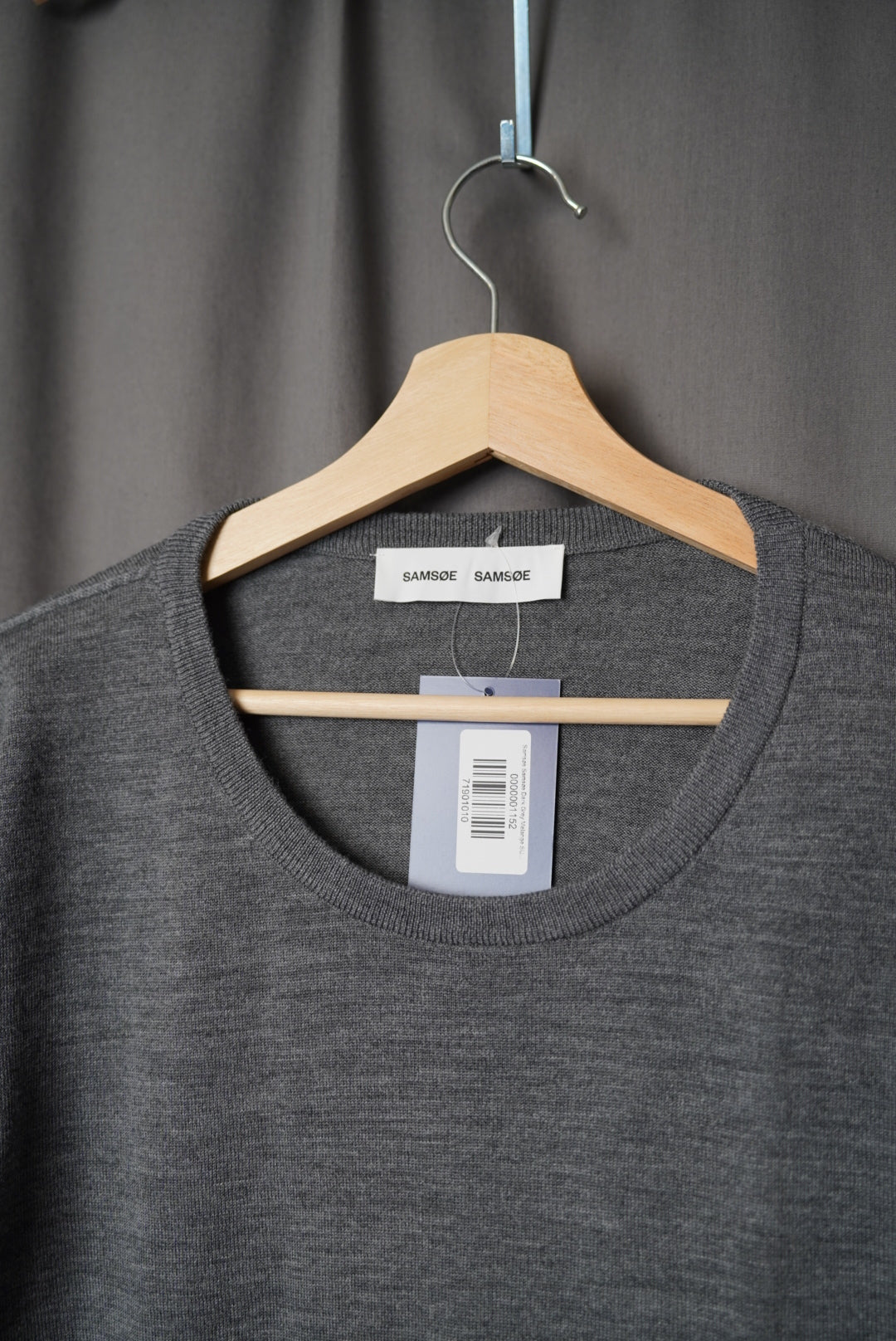 Samsøe Samsøe Dark Grey Melange SUP Merino Wool O-Neck Knit
