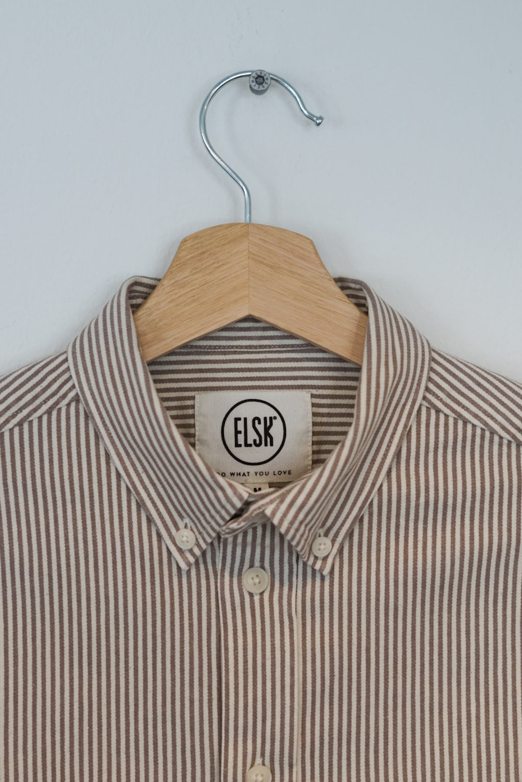 ELSK Lightbrown and White Striped Cotton Overshirt