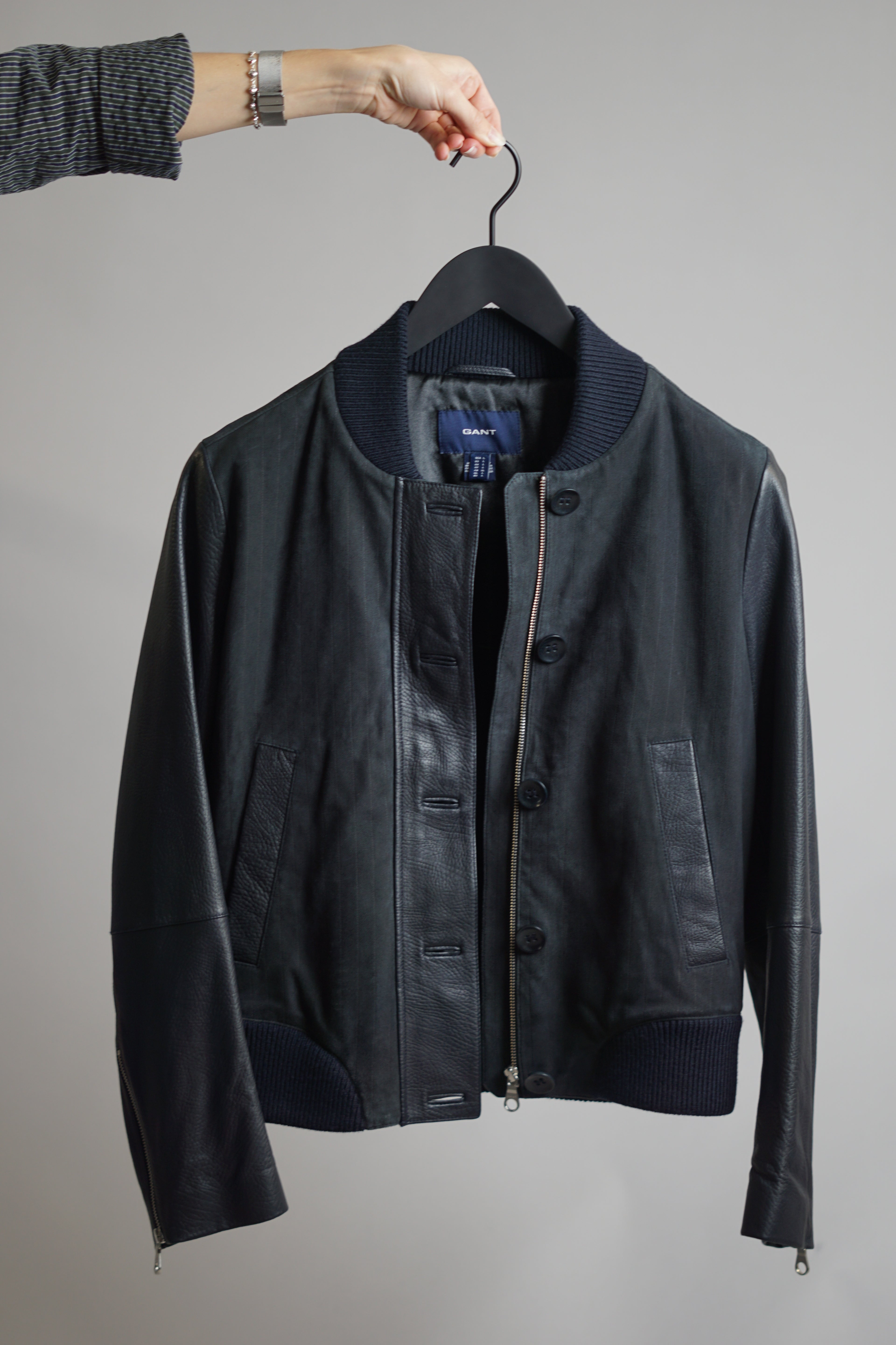 Schwarze Lederjacke von Gant