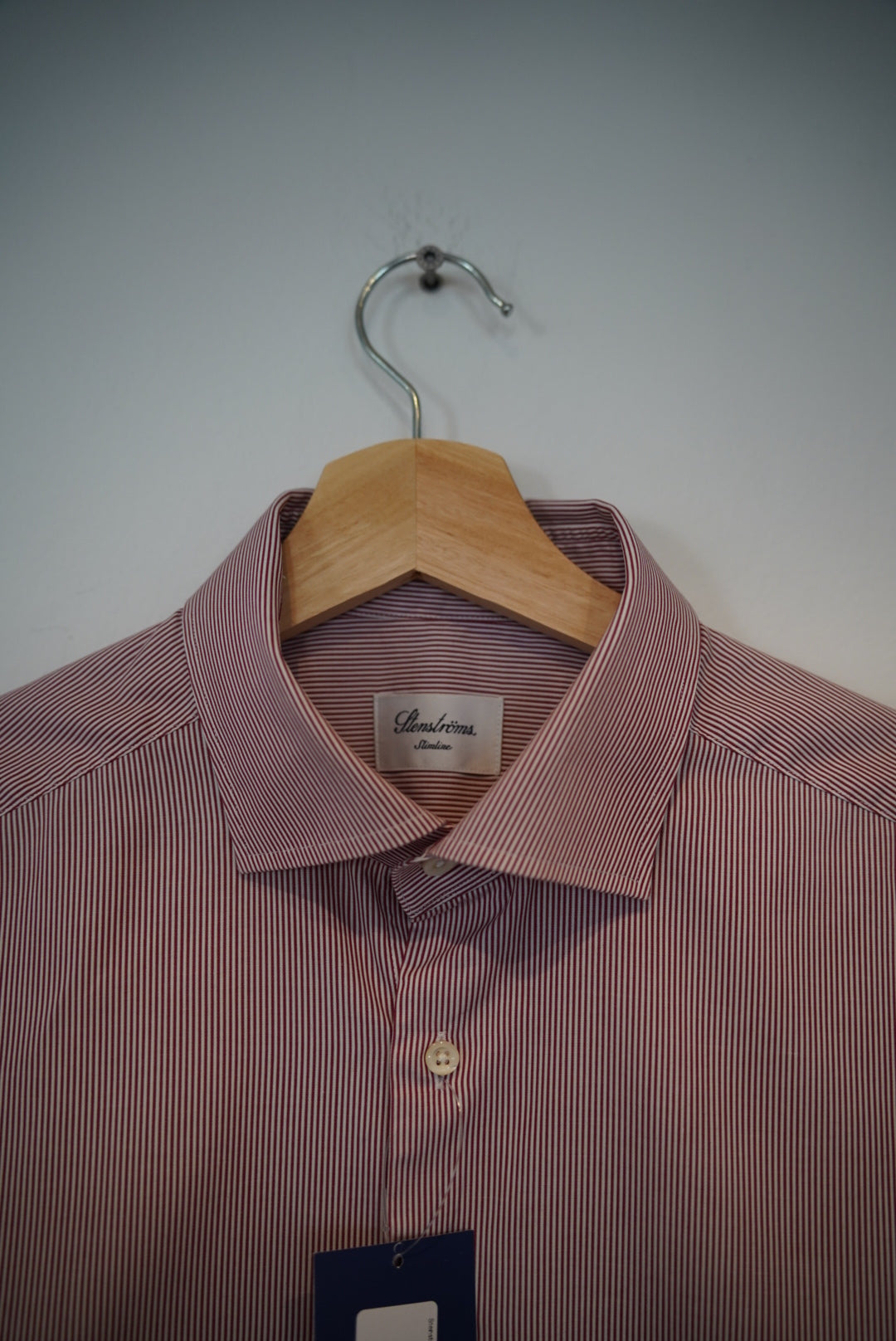 Stenströms Red and White Striped Slimline Cotton Shirt
