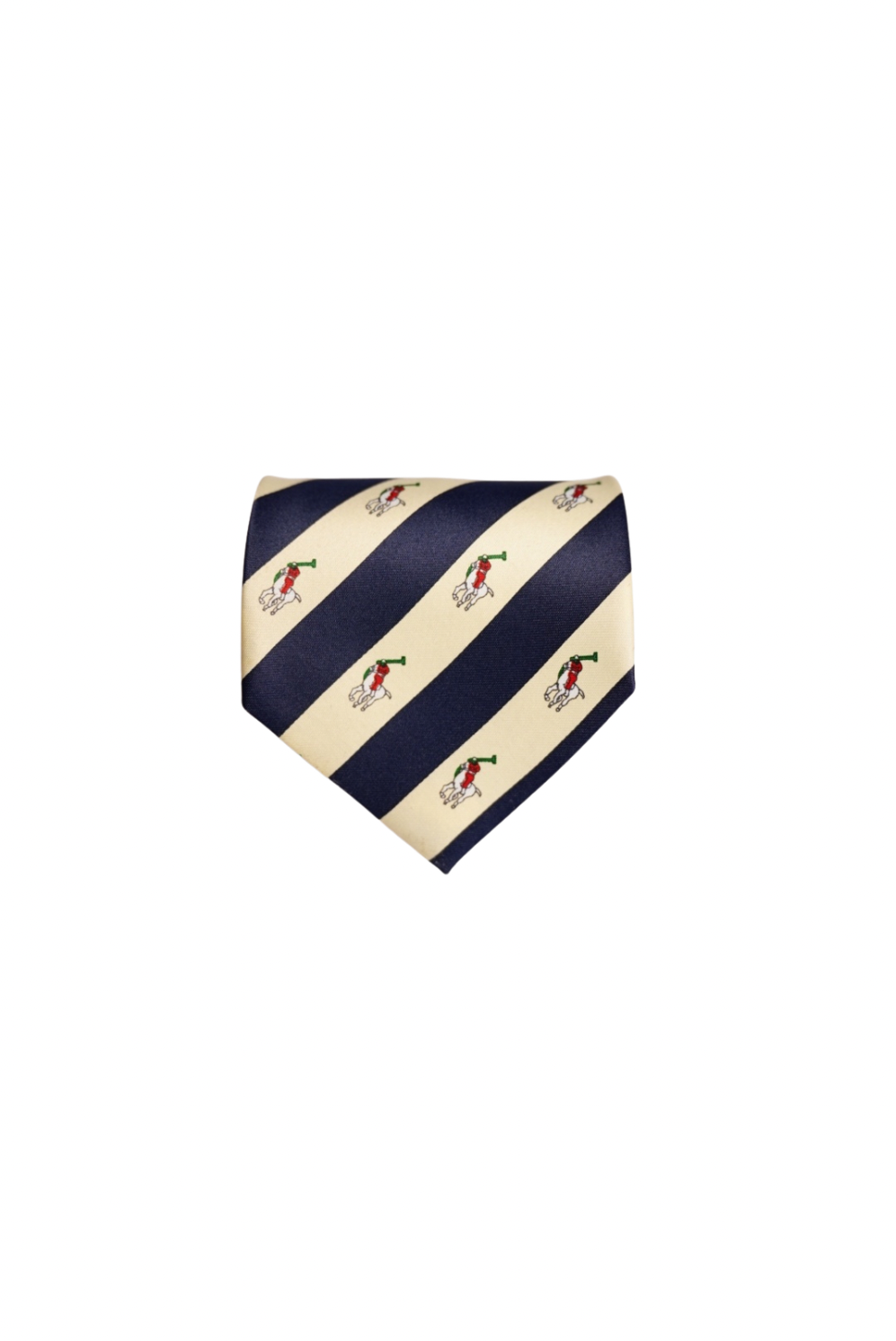 René Chagal Navy and Cream Striped Polo Print Ivy League Tie