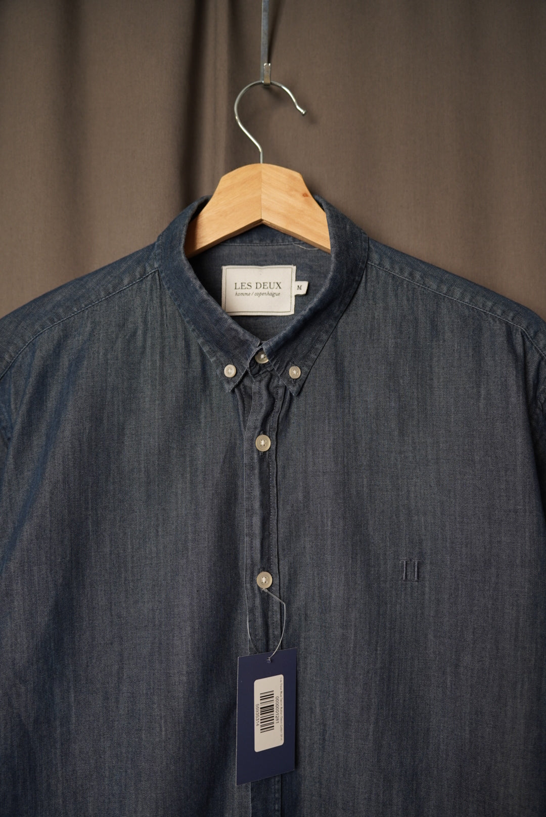 Les Deux Blue Denim Button Down Cotton Shirt