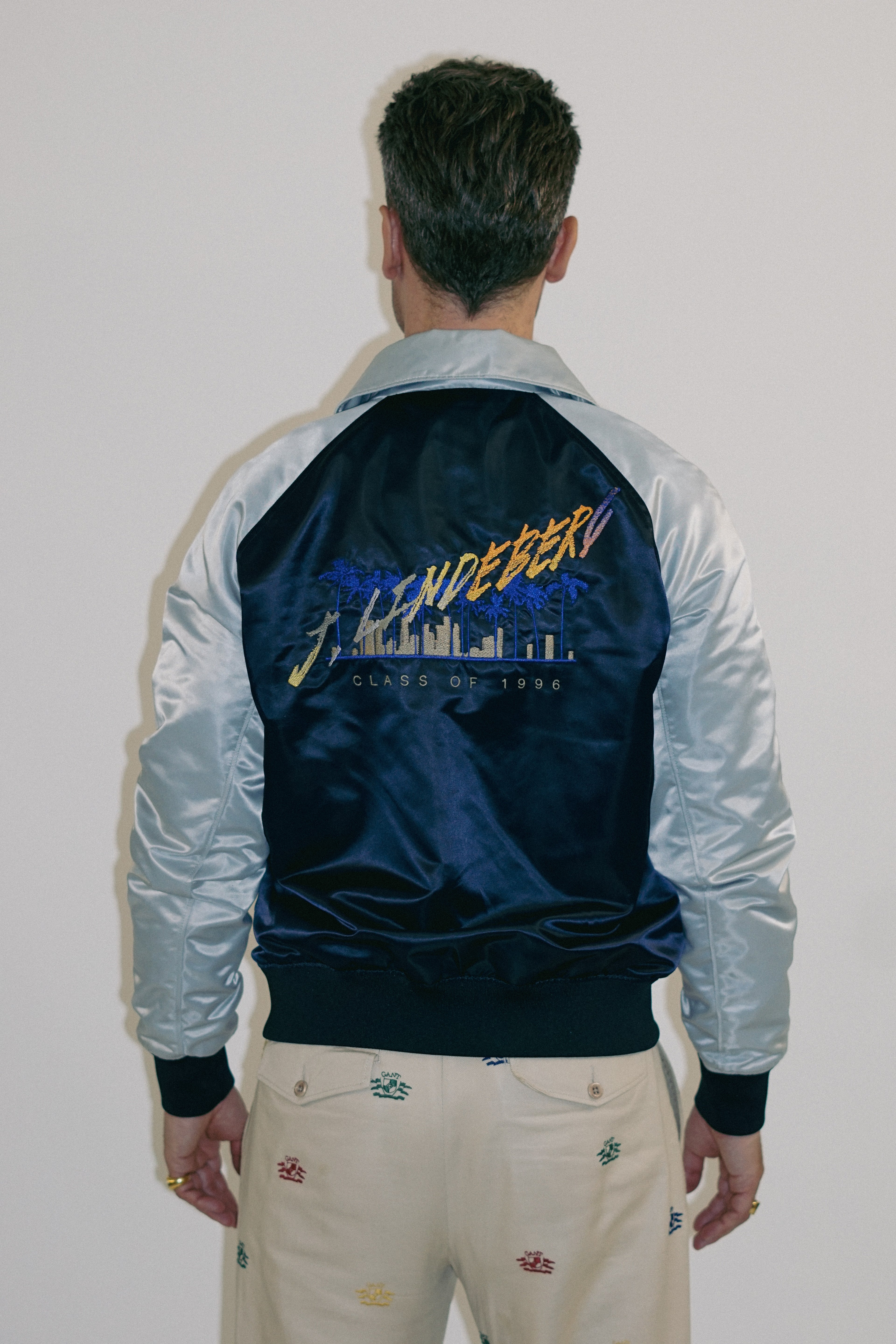 J.Lindeberg Class of 1996 Gray & Navy Light-Bomber Jacket