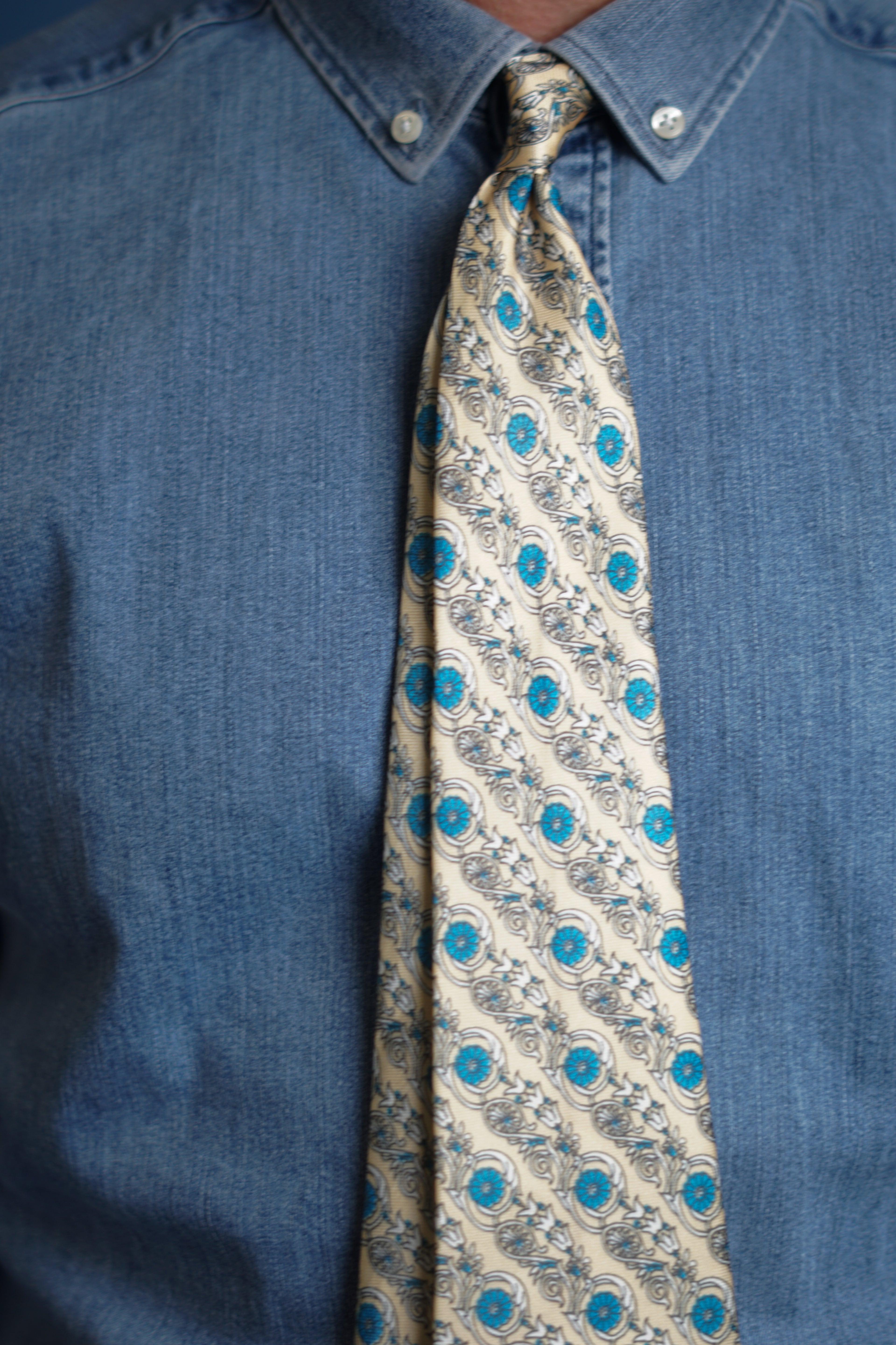 Gelbe Vintage Italien Krawatte