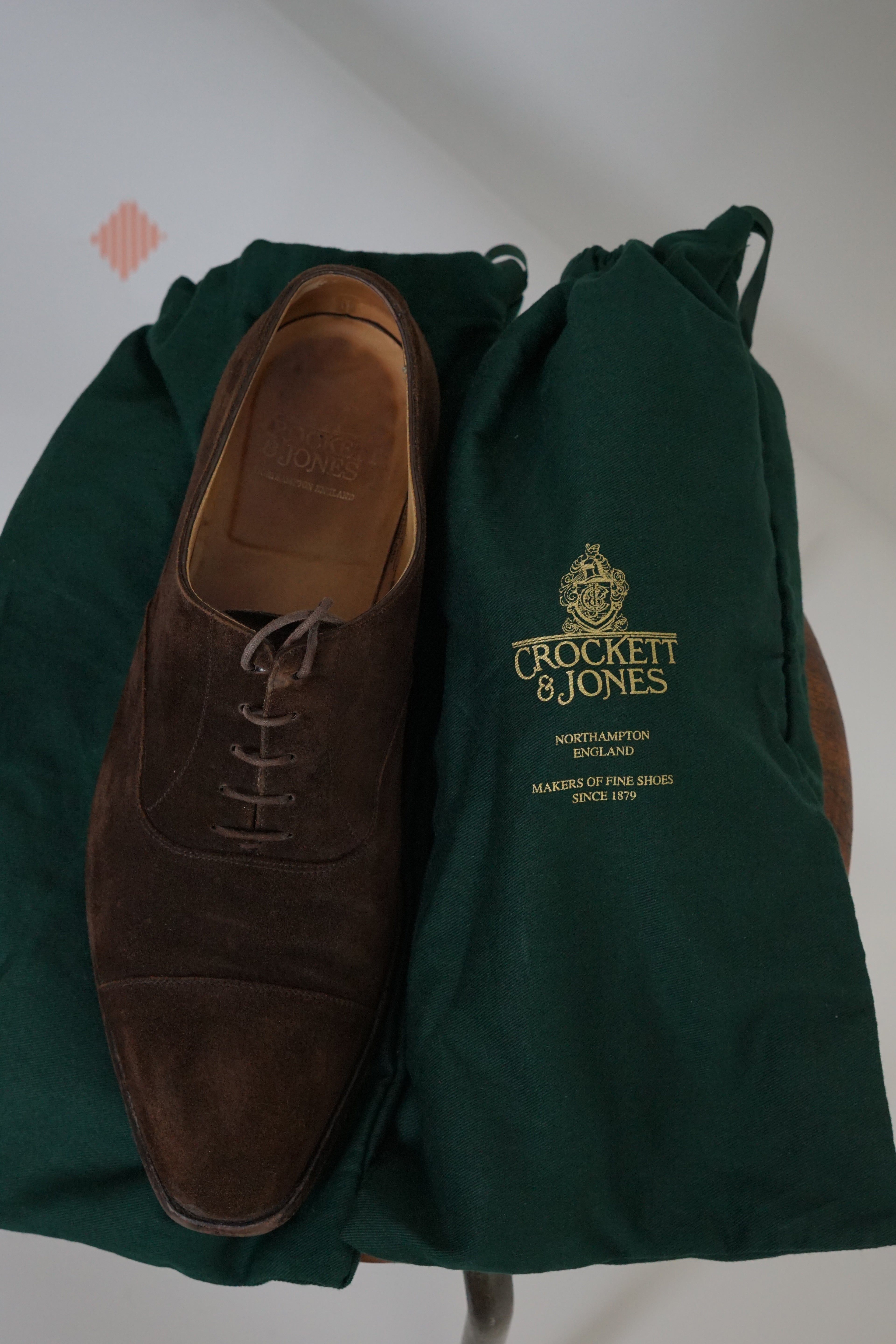 Crockett & Jones Espresso Calf Suede Leather Sole Shoes