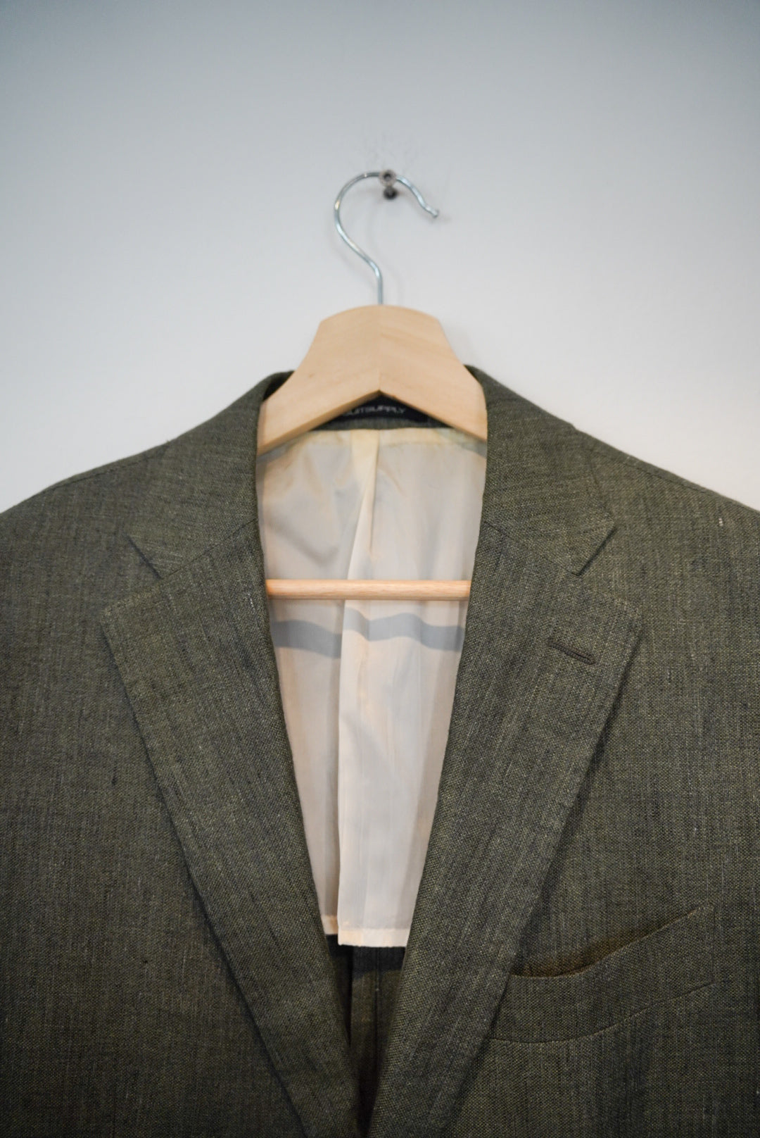 Suitsupply Green Linen Havana Patch Slim Blazer