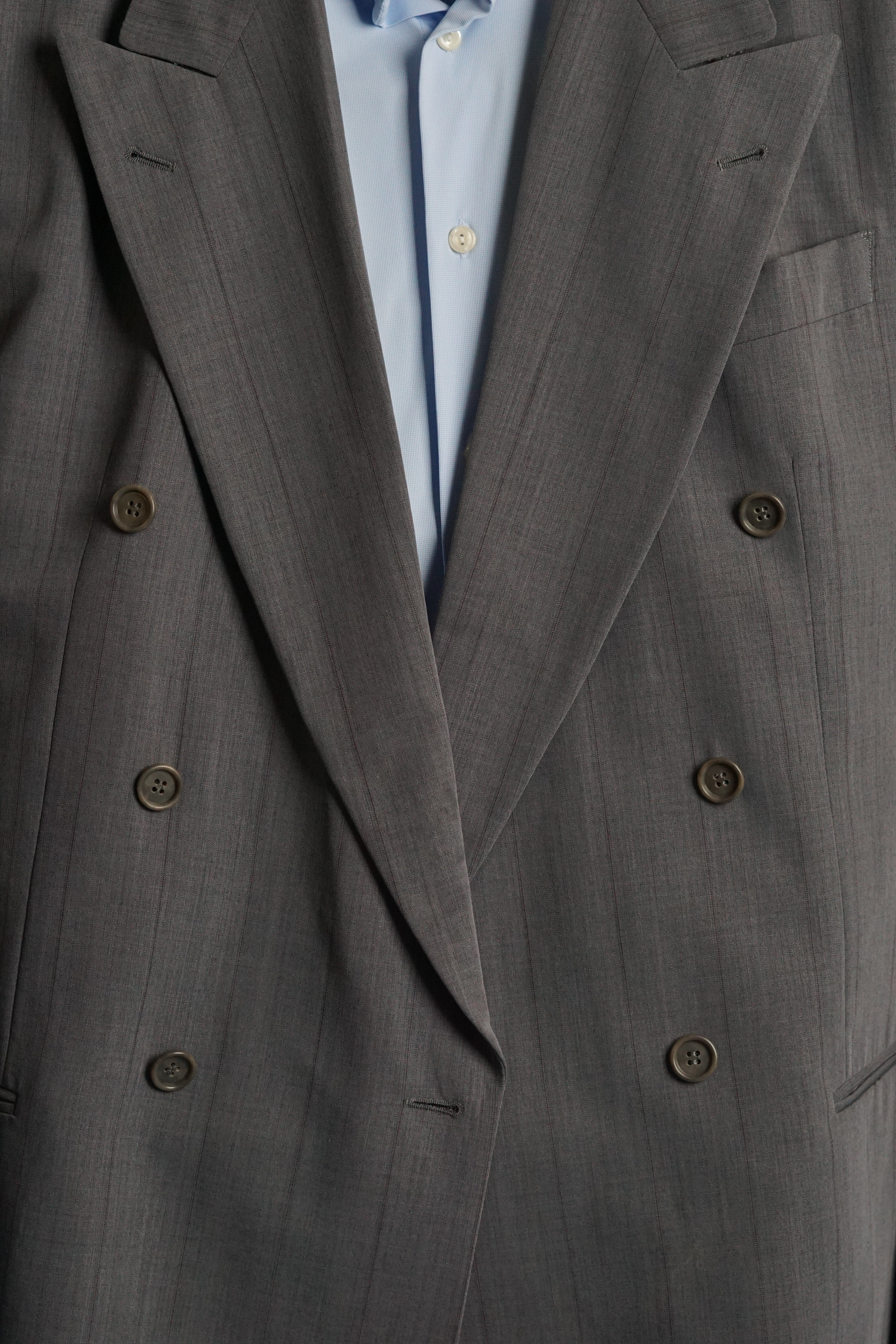 Hugo Boss Grauer zweireihiger Wollblazer