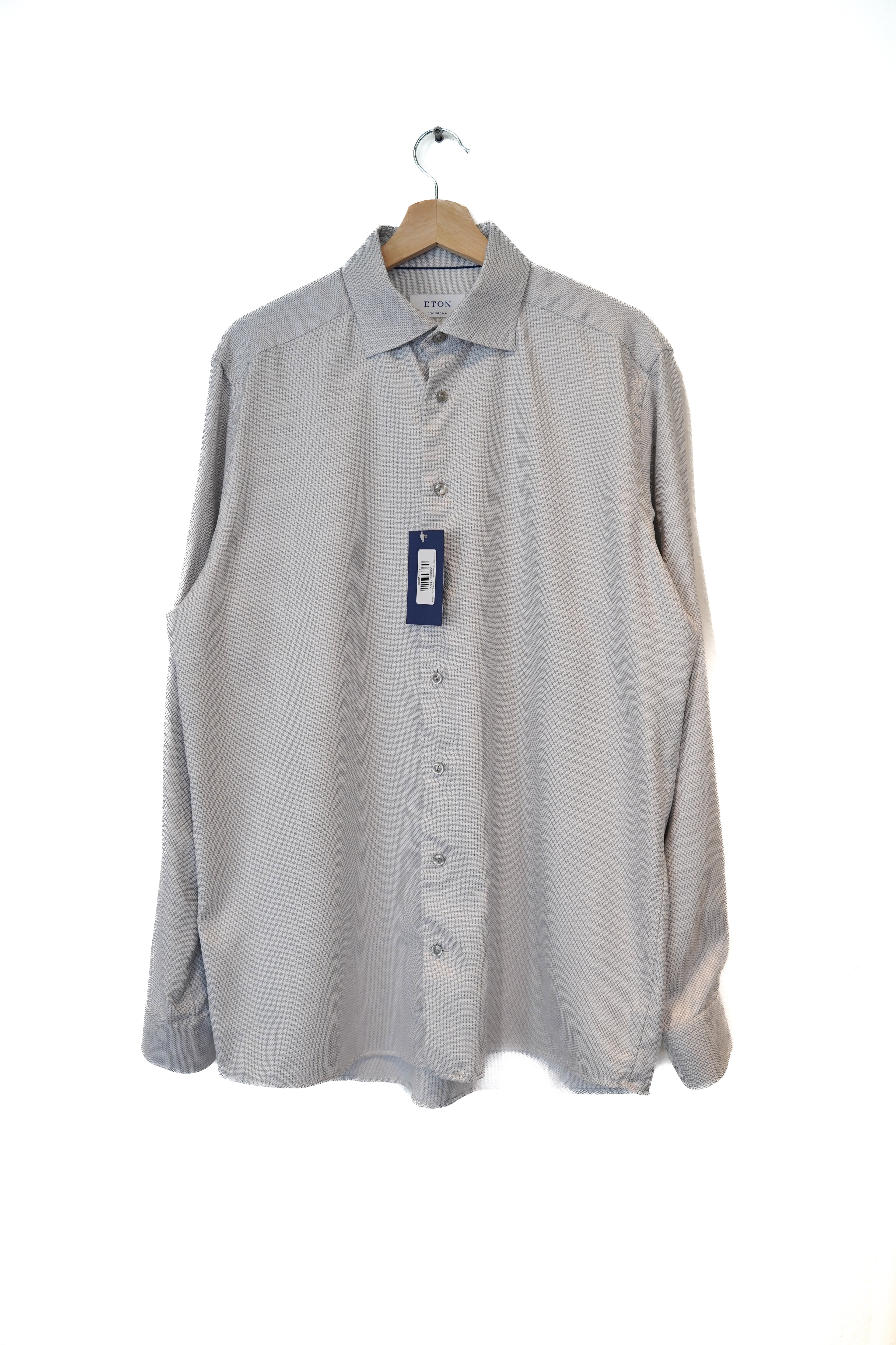 Eton Grey Checkered Contemporary Shirt