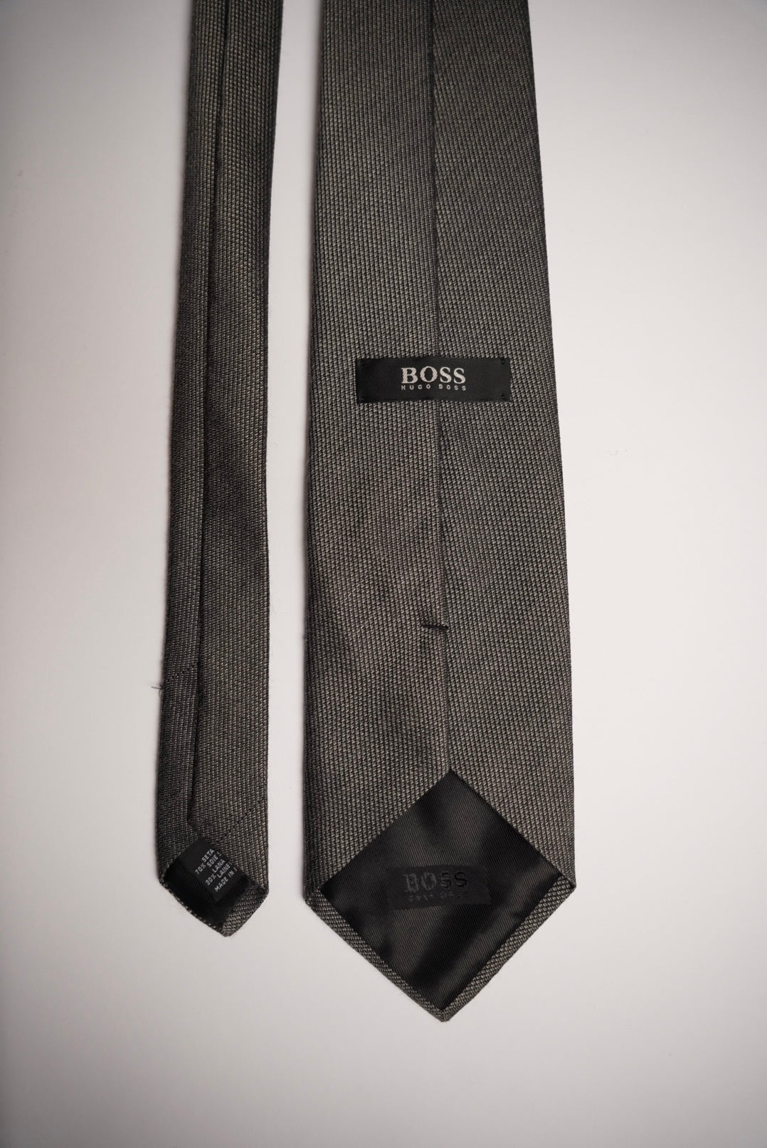 Hugo Boss Grey Melange Wool and Silk Tie