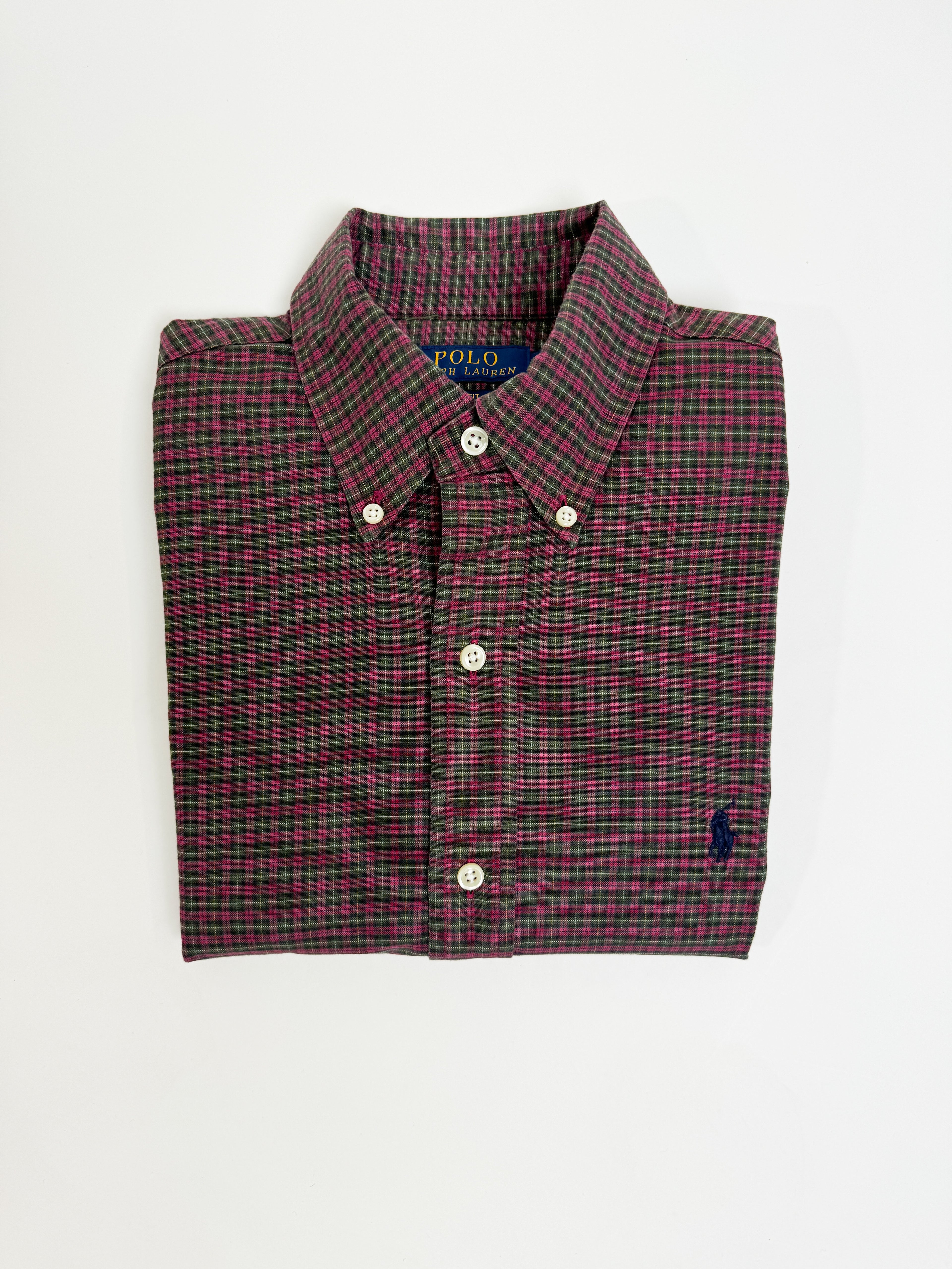 Ralph Lauren – Rot-grün kariertes Oxford-Hemd in Slim Fit