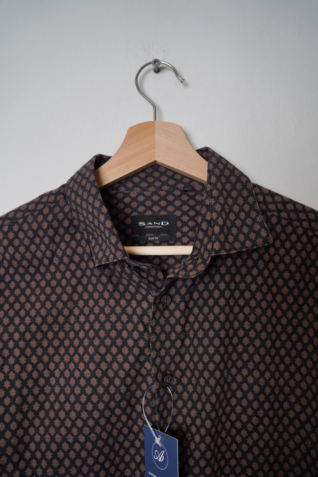 Sand Copenhagen Brown and Black Slim Fit Cotton Shirt