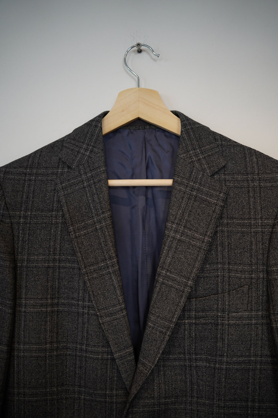 Suitsupply Grey Checkered Havana Patch Pure Wool Blazer