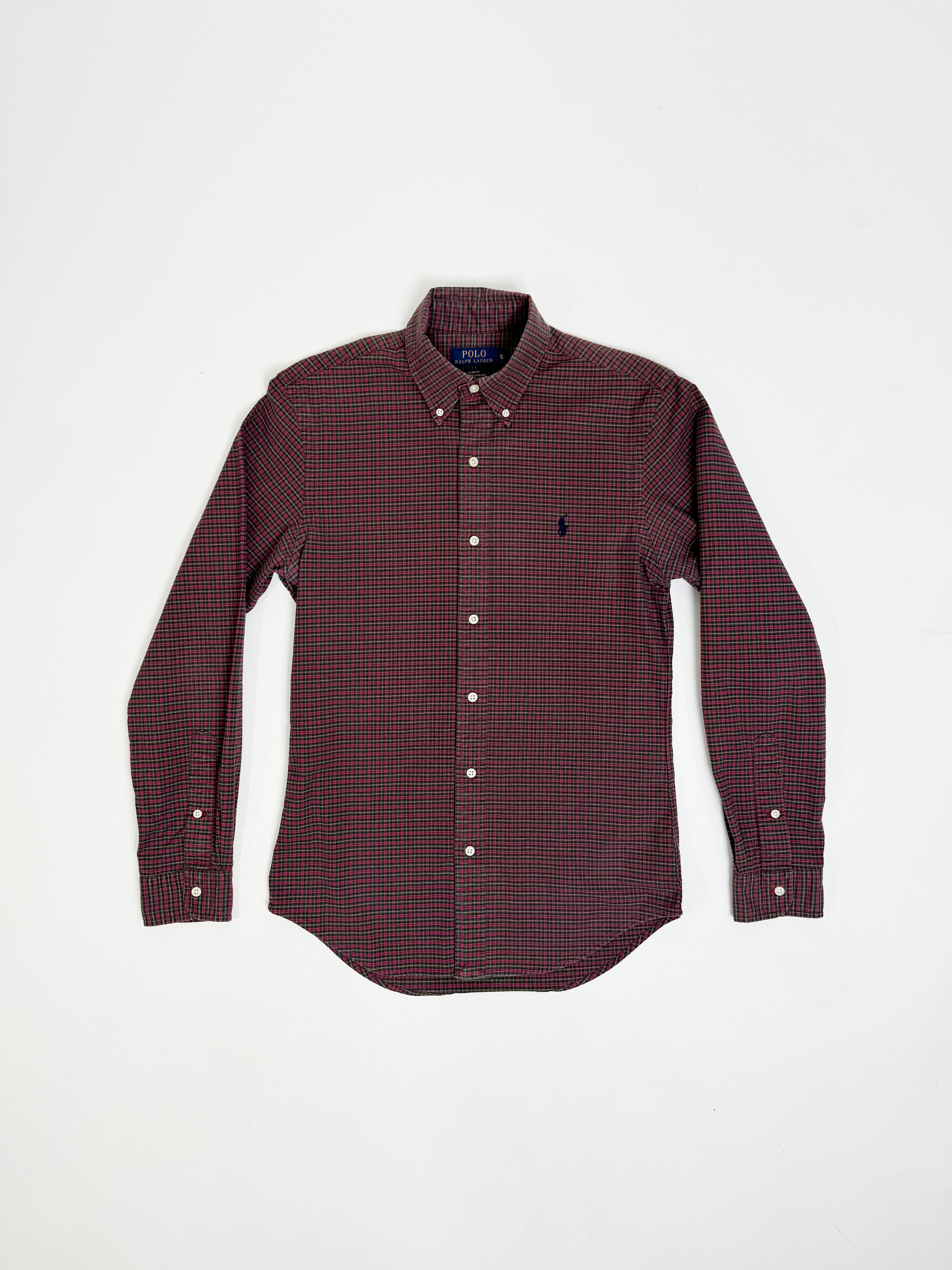 Ralph Lauren – Rot-grün kariertes Oxford-Hemd in Slim Fit