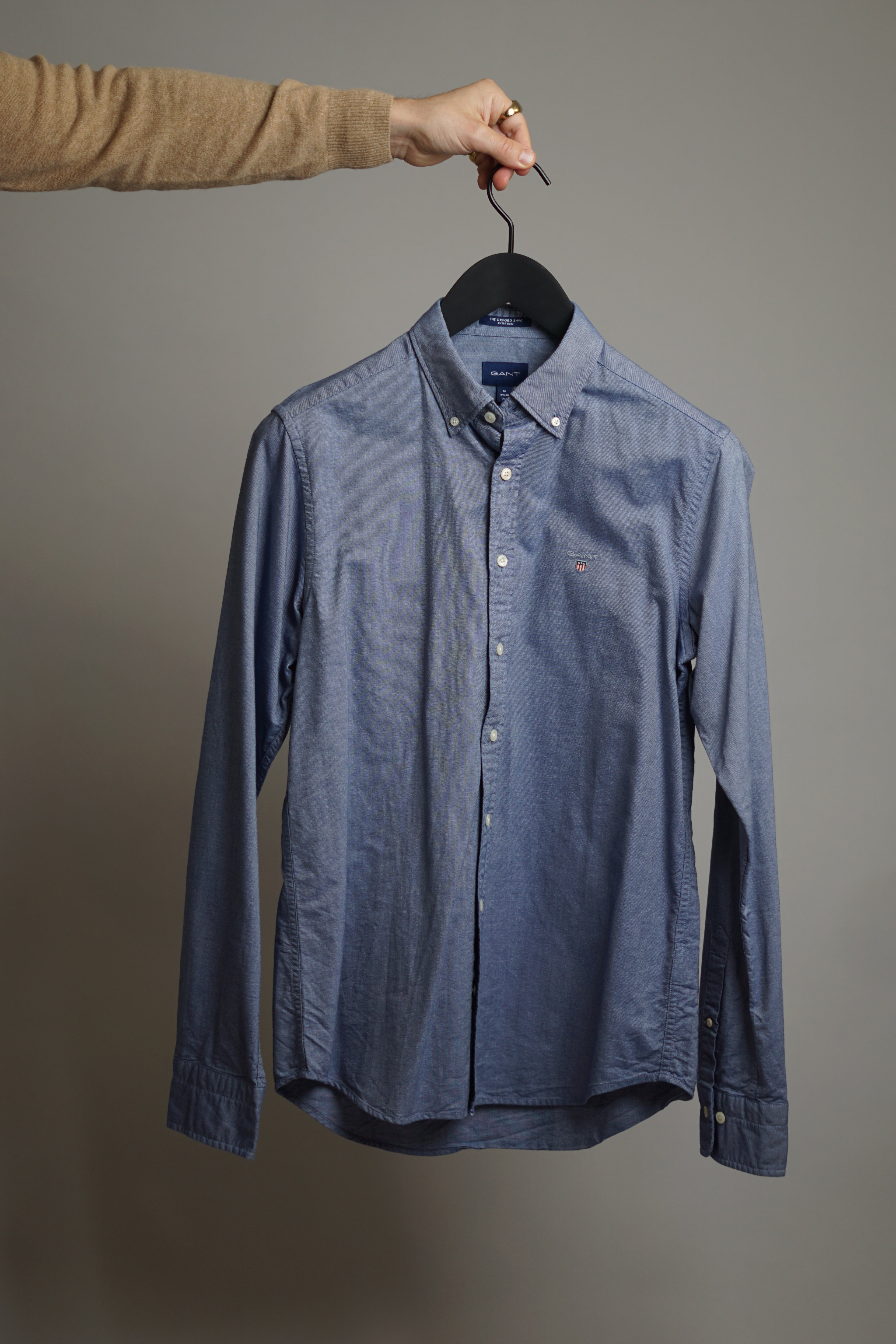 Gant Extra Slim Blaues Oxford-Hemd mit Knopfleiste