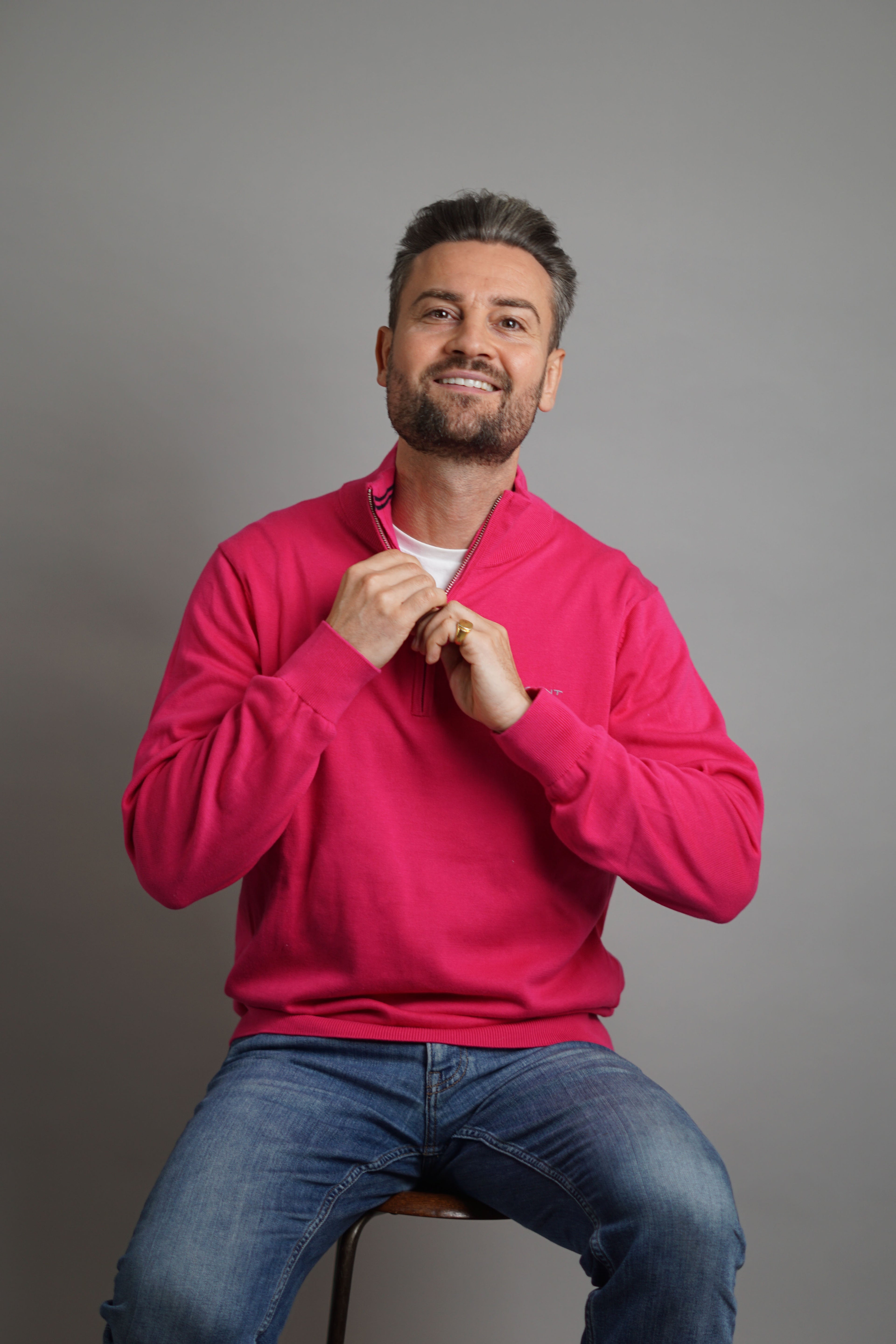Gant – Lässiges Sweatshirt mit halbem Reißverschluss, Pink