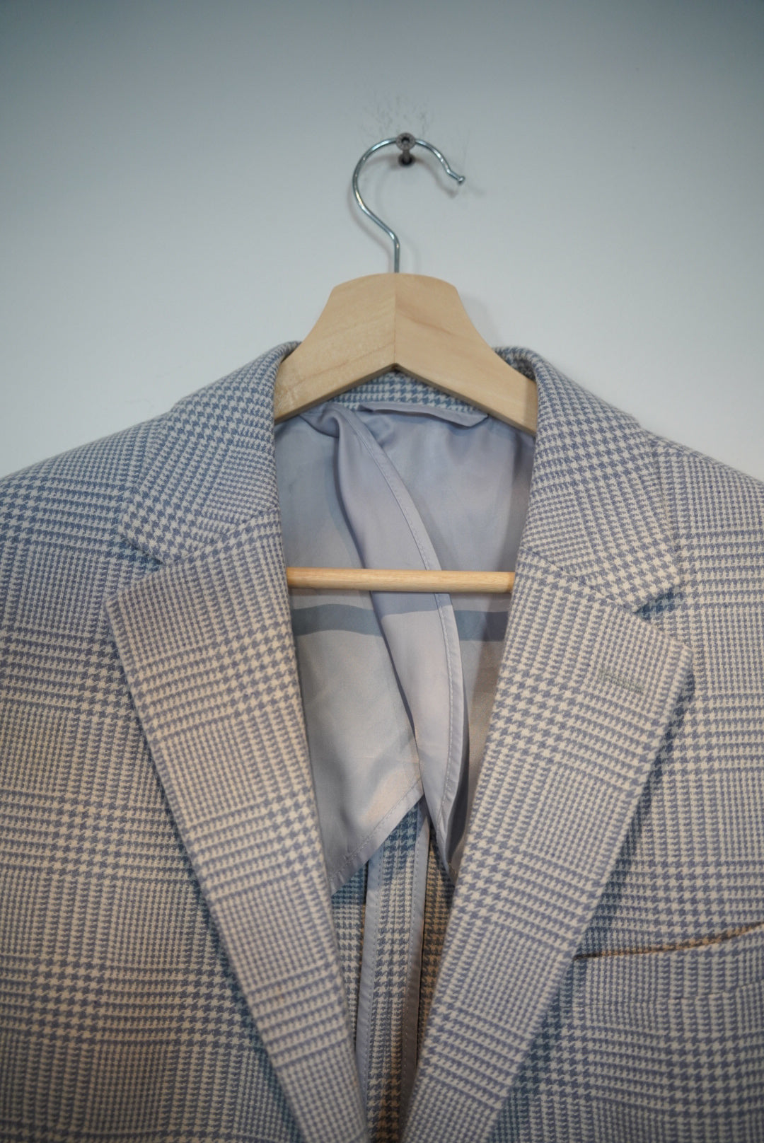 MOSS Lightblue and White Checkered Slim Fit Sport Blazer