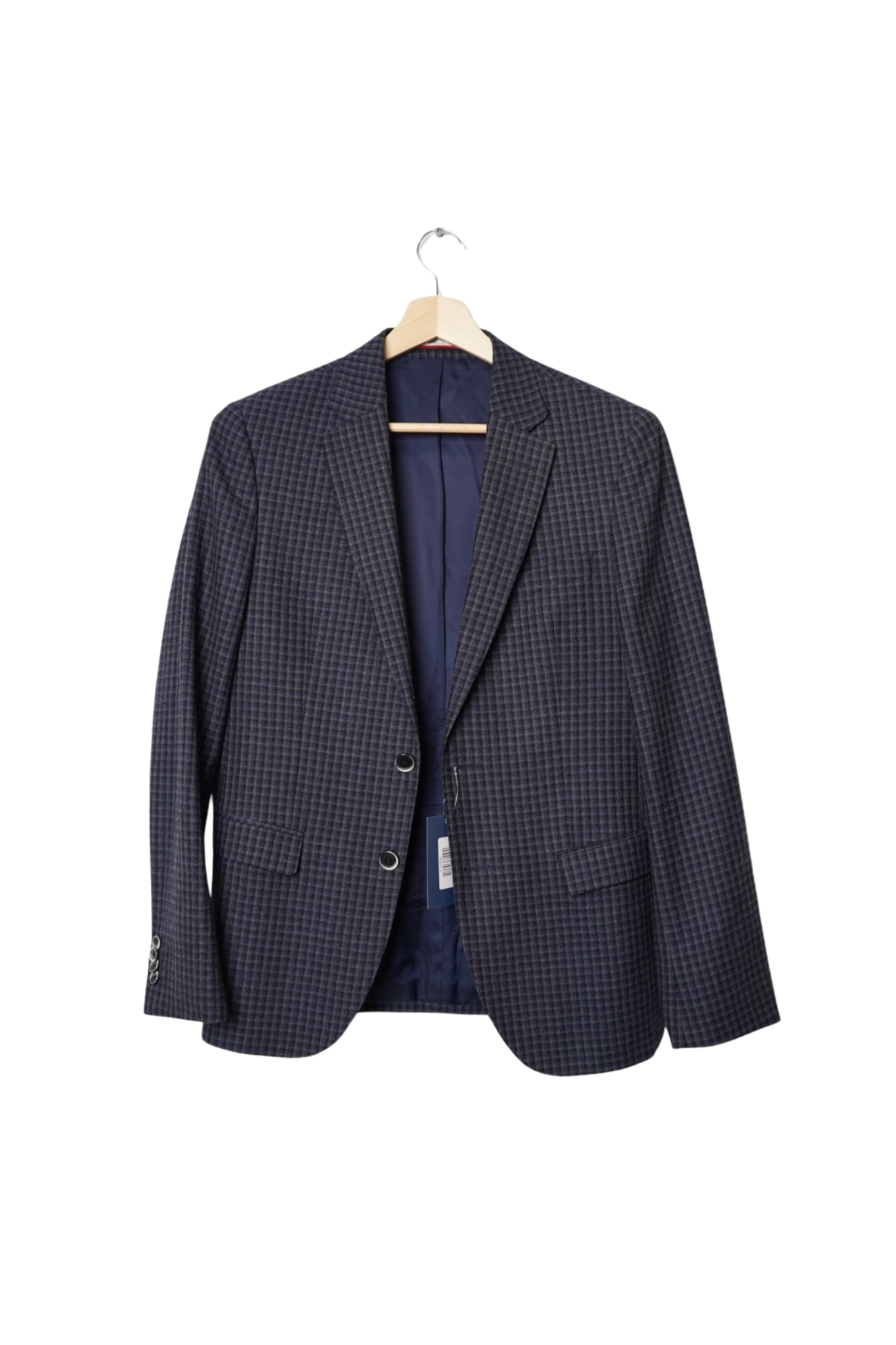 Tommy Hilfiger Darkblue and Grey Tailored Checkered Virgin Wool Blazer