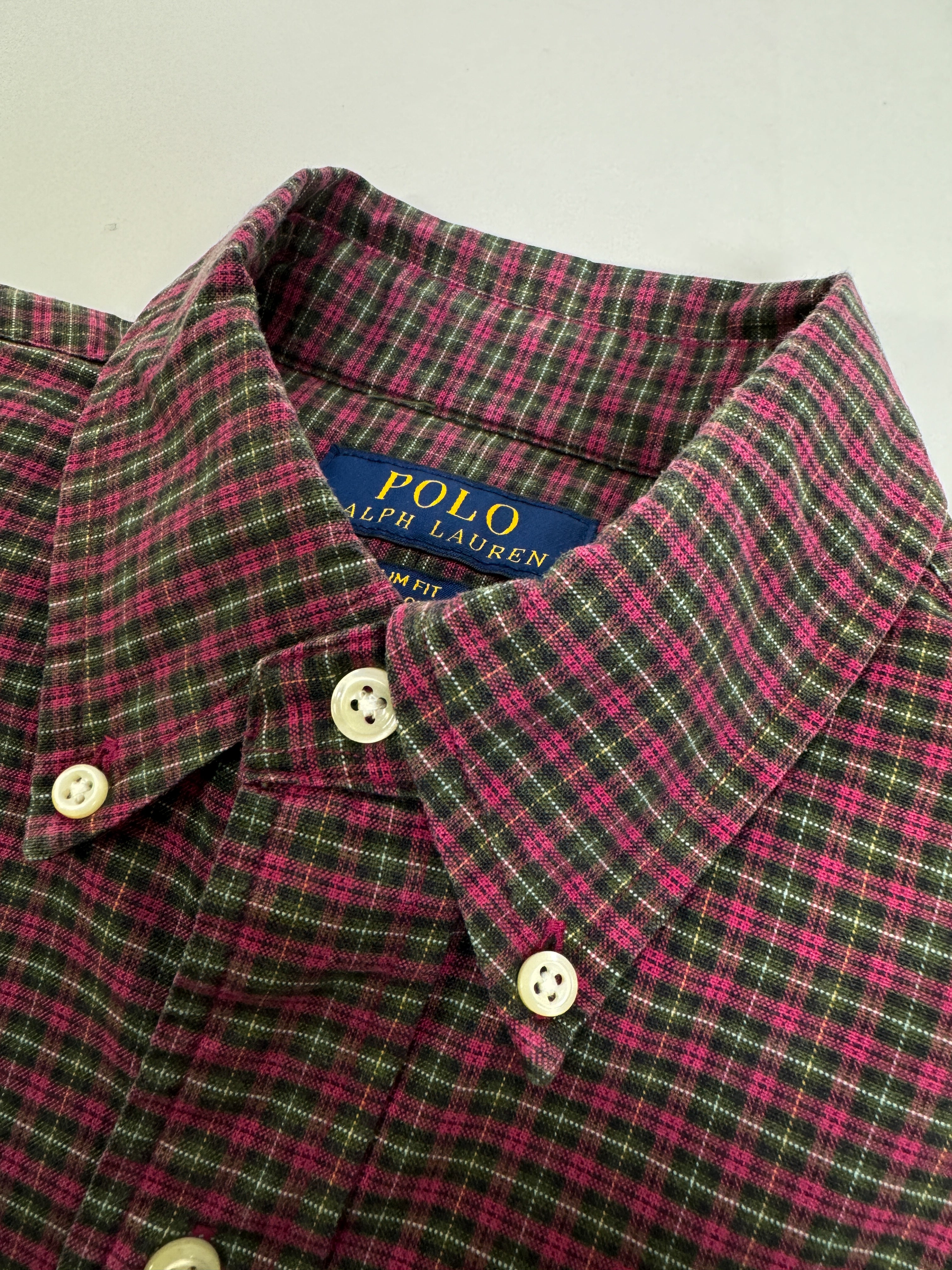 Ralph Lauren – Rot-grün kariertes Oxford-Hemd in Slim Fit