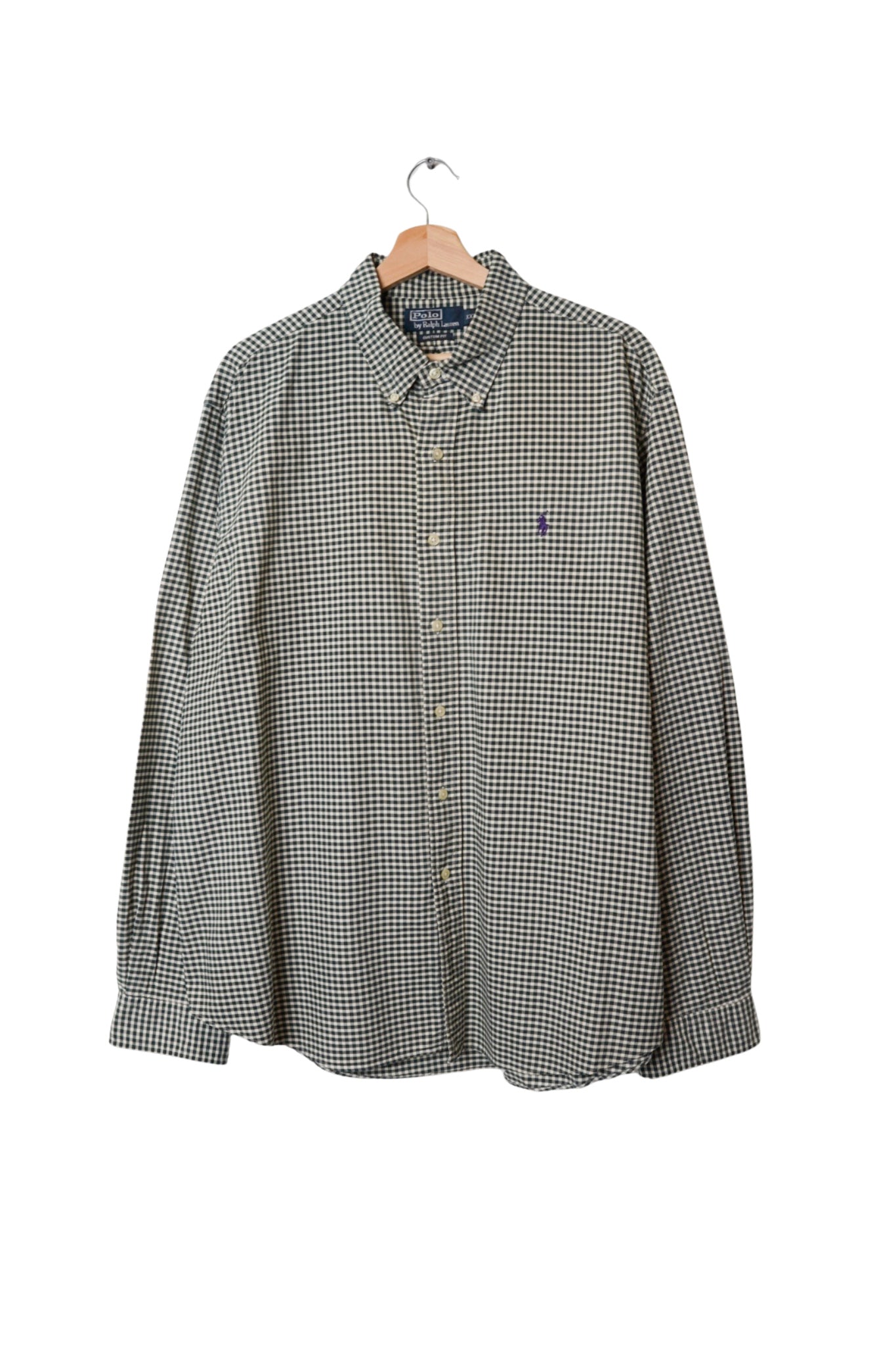 Ralph Lauren Darkgreen and White Checkered Custom Fit Cotton Shirt