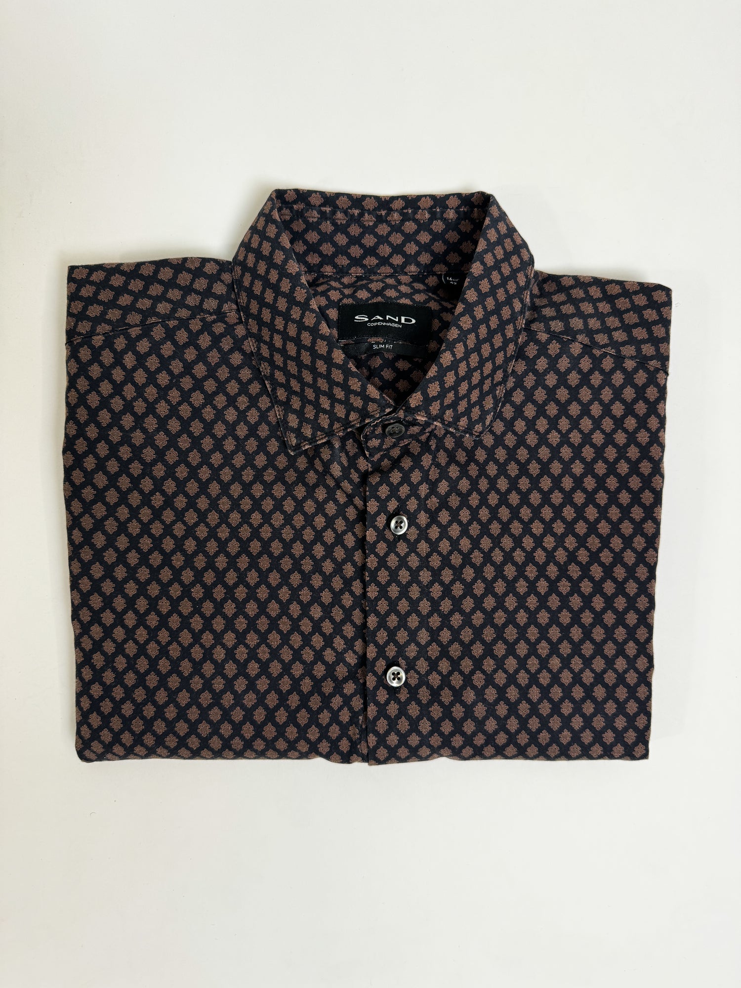 Sand Copenhagen Brown and Black Slim Fit Cotton Shirt