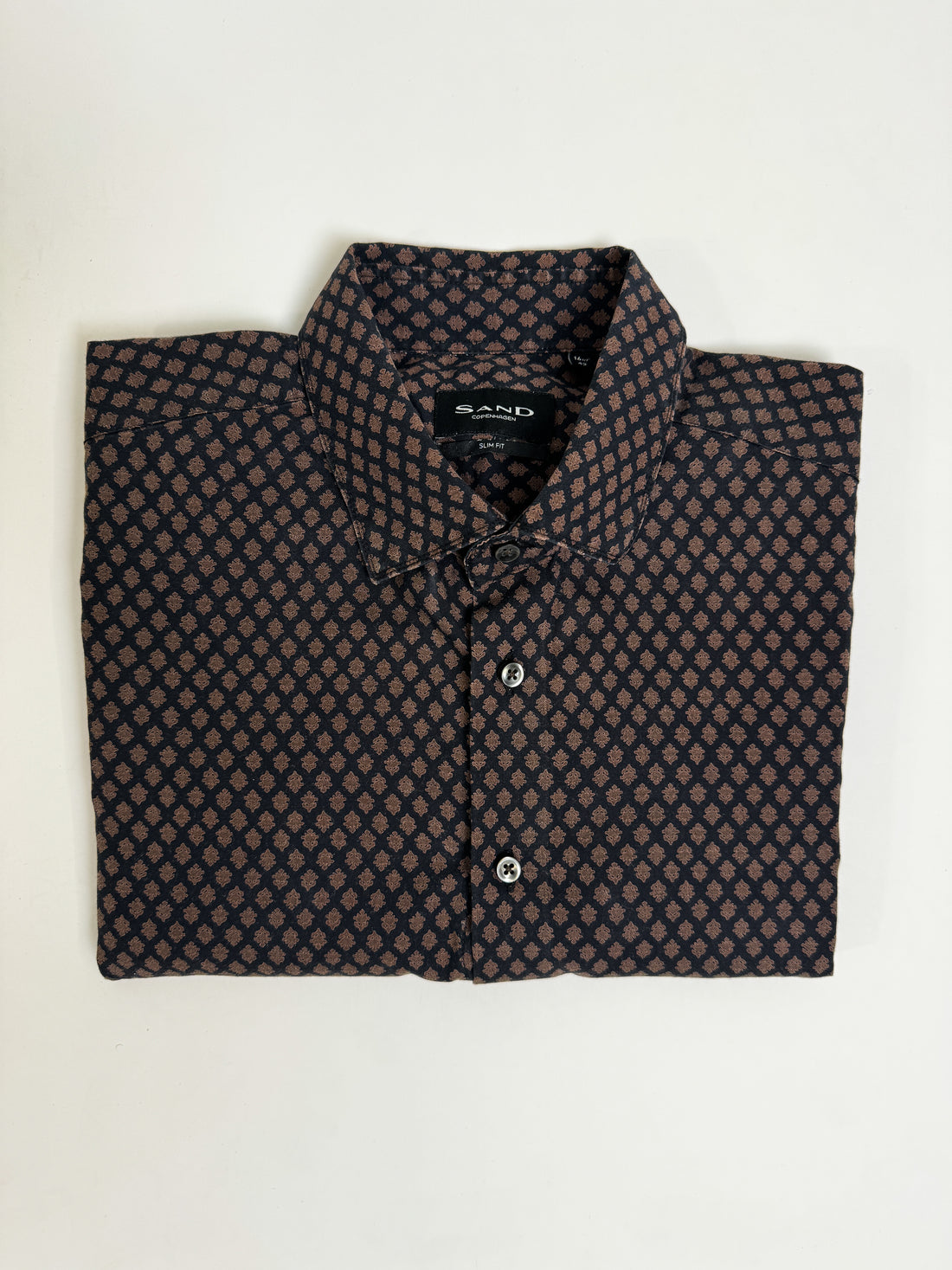 Sand Copenhagen Brown and Black Slim Fit Cotton Shirt