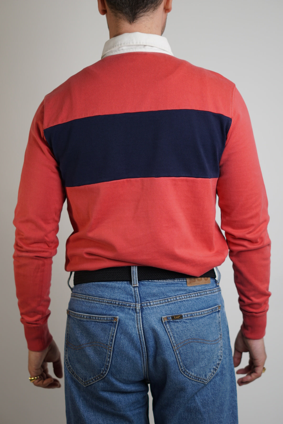 Gant Langärmliges Poloshirt in Rot und Marineblau