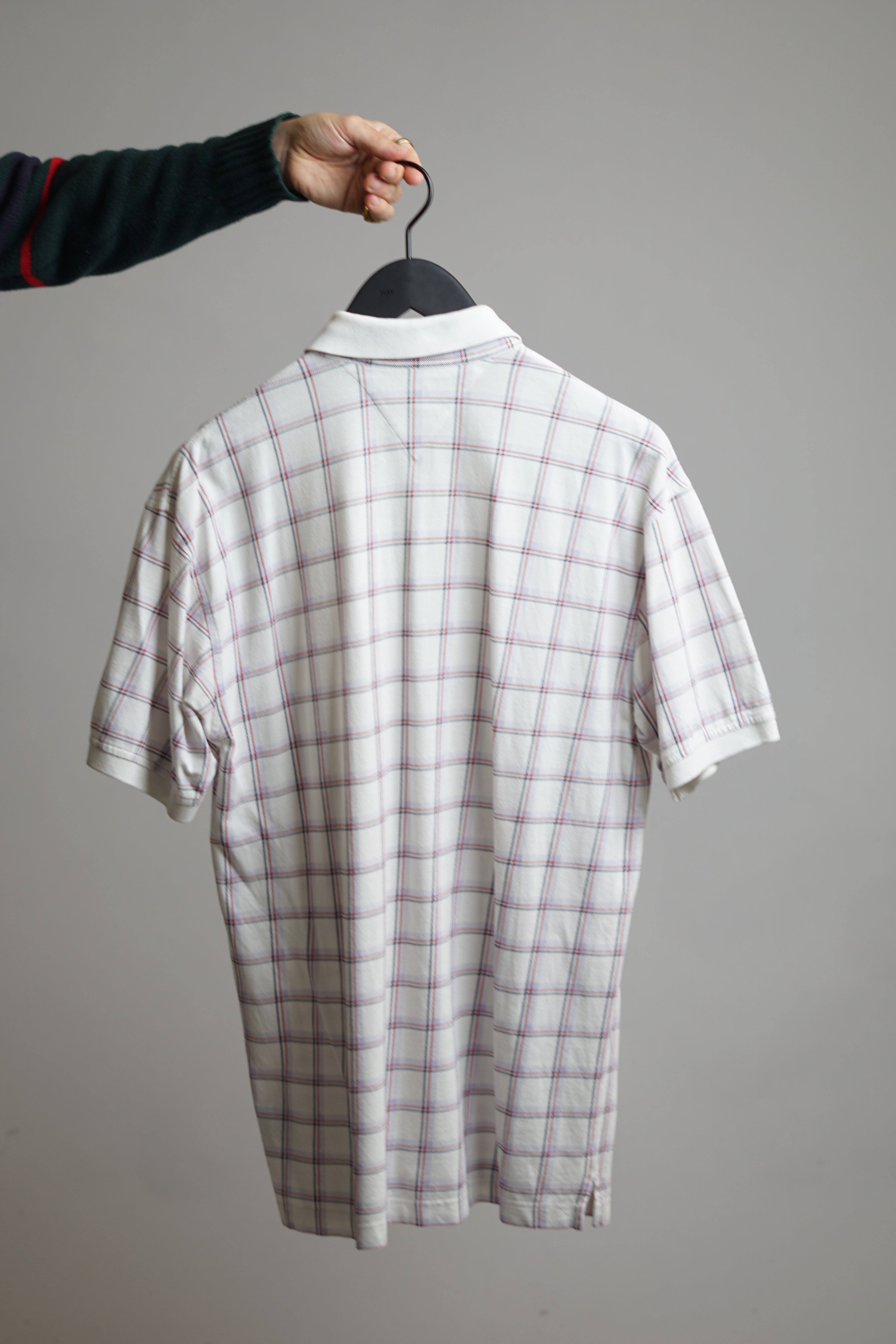 Tommy Hilfiger White & Red/Black Checkered Polo Shirt