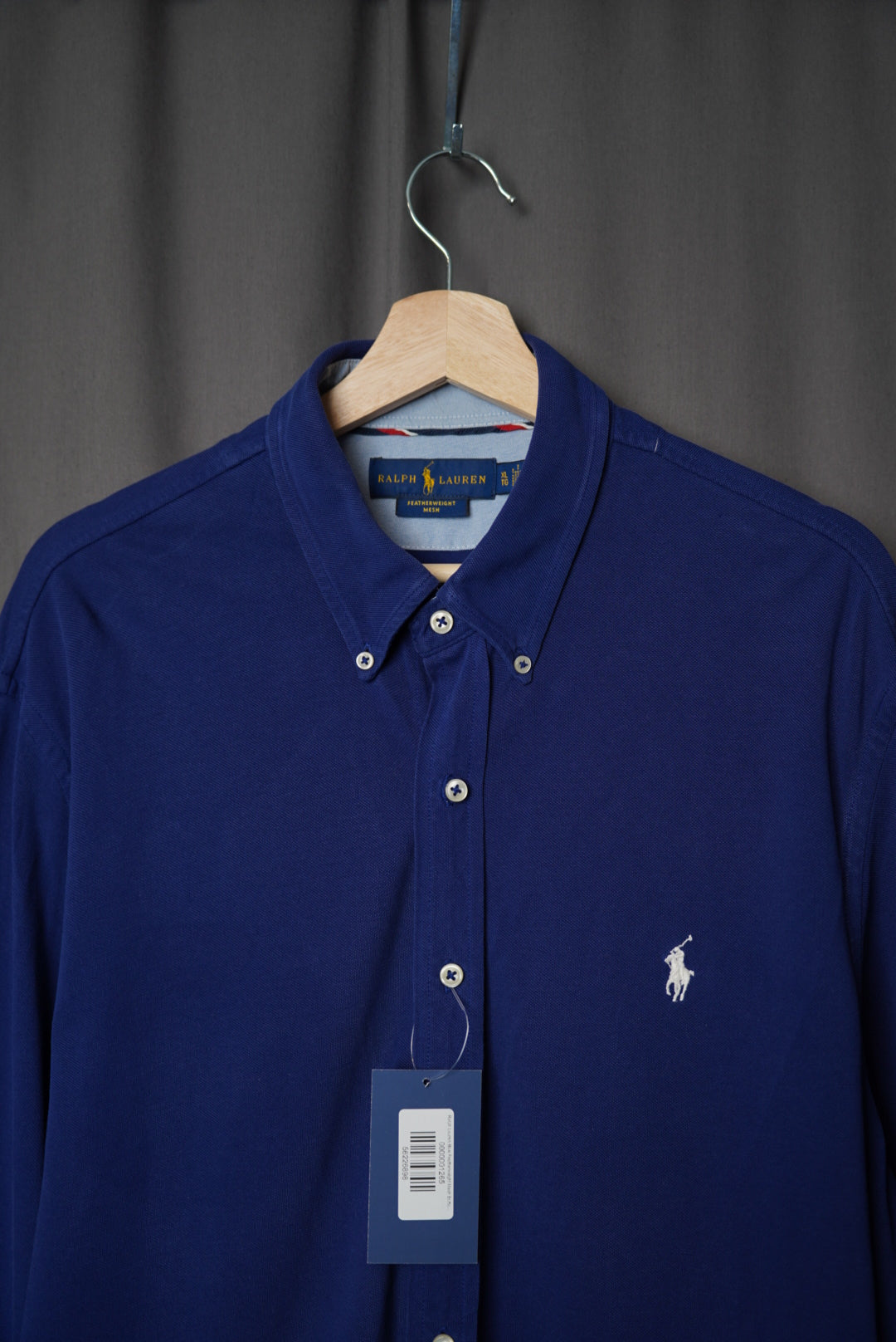 Ralph Lauren Blue Featherweight Mesh Button Down Cotton Shirt