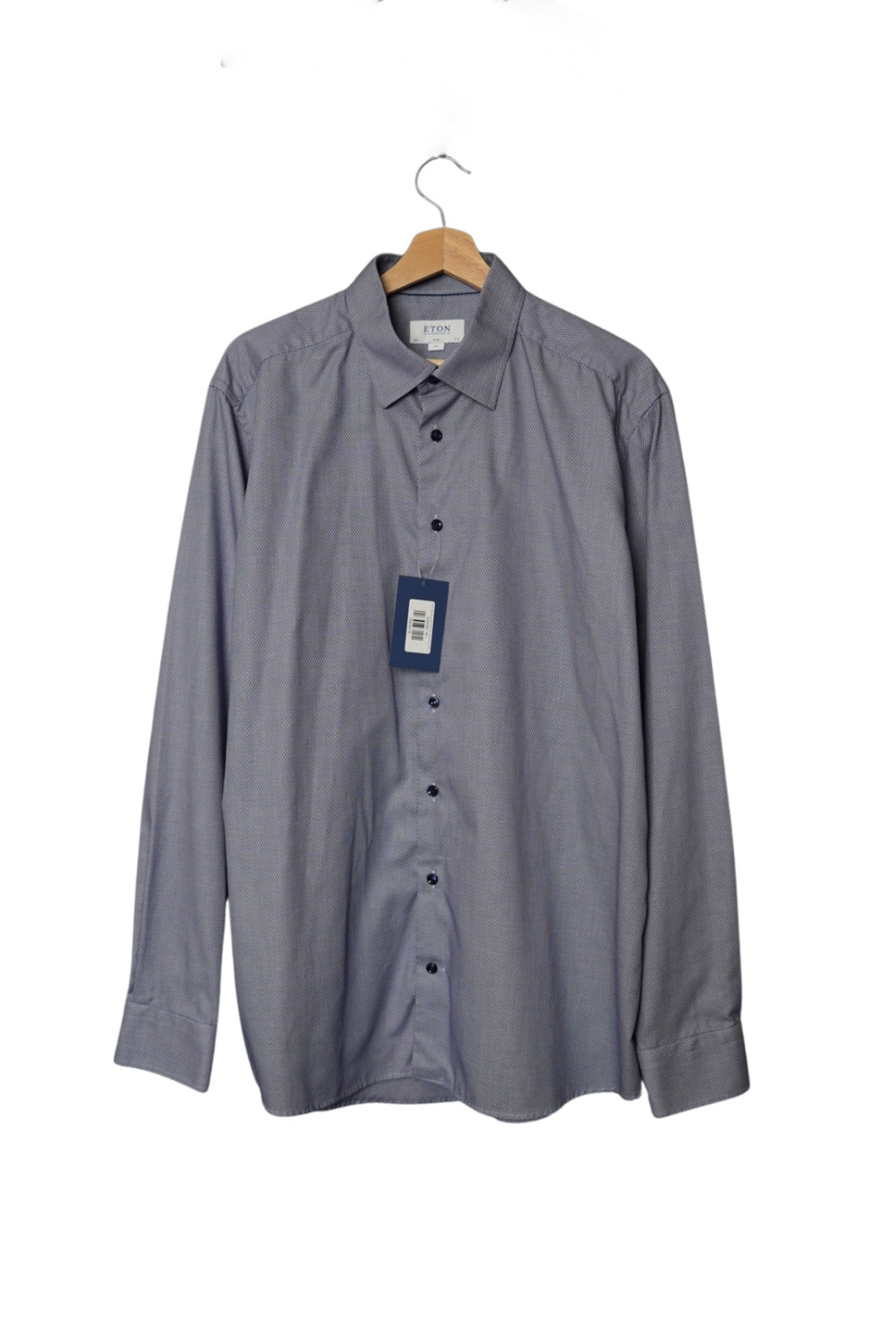 Eton Dark Blue and White Slim Business Cotton Shirt