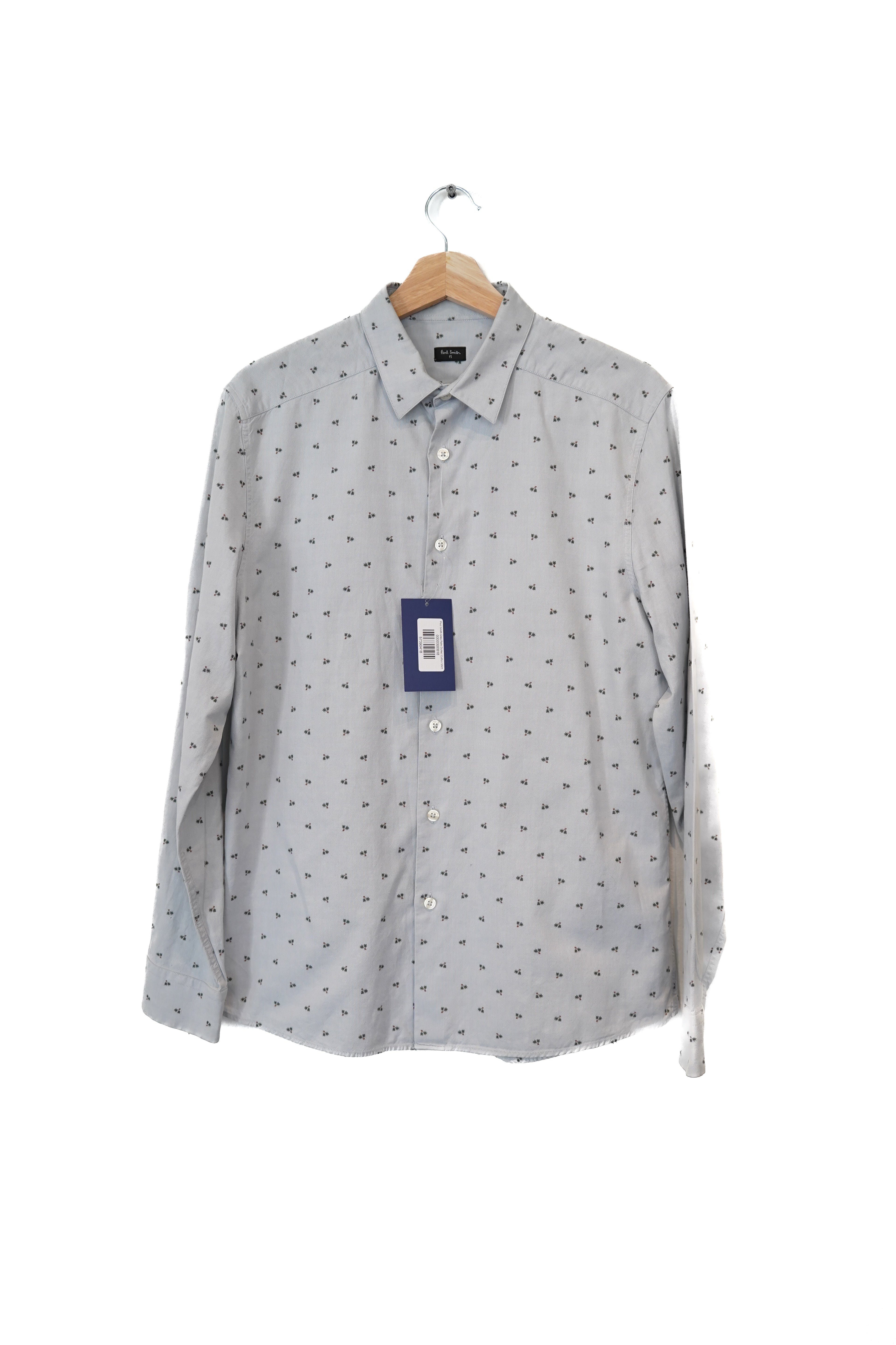 Paul Smith Gray Palm Dotted Cotton Shirt