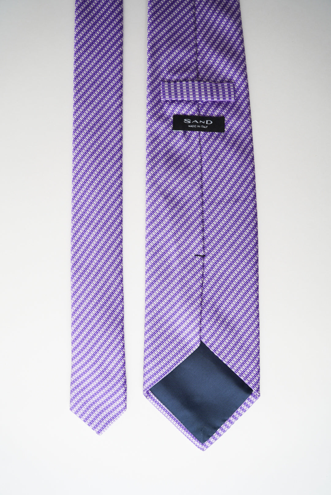 Sand Copenhagen Purple and White Checkered Silk Tie