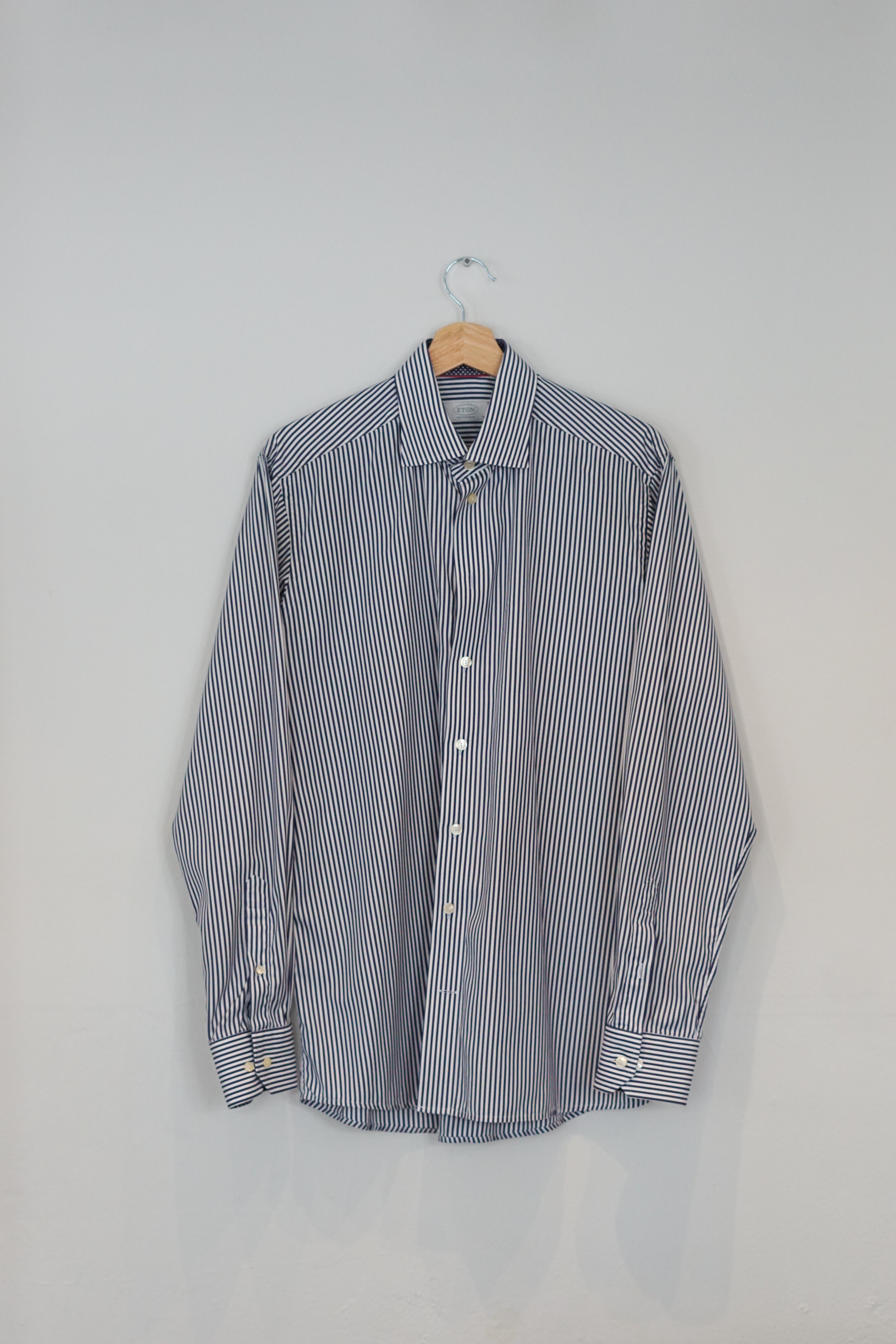 Eton Blue Striped Contemporary Shirt