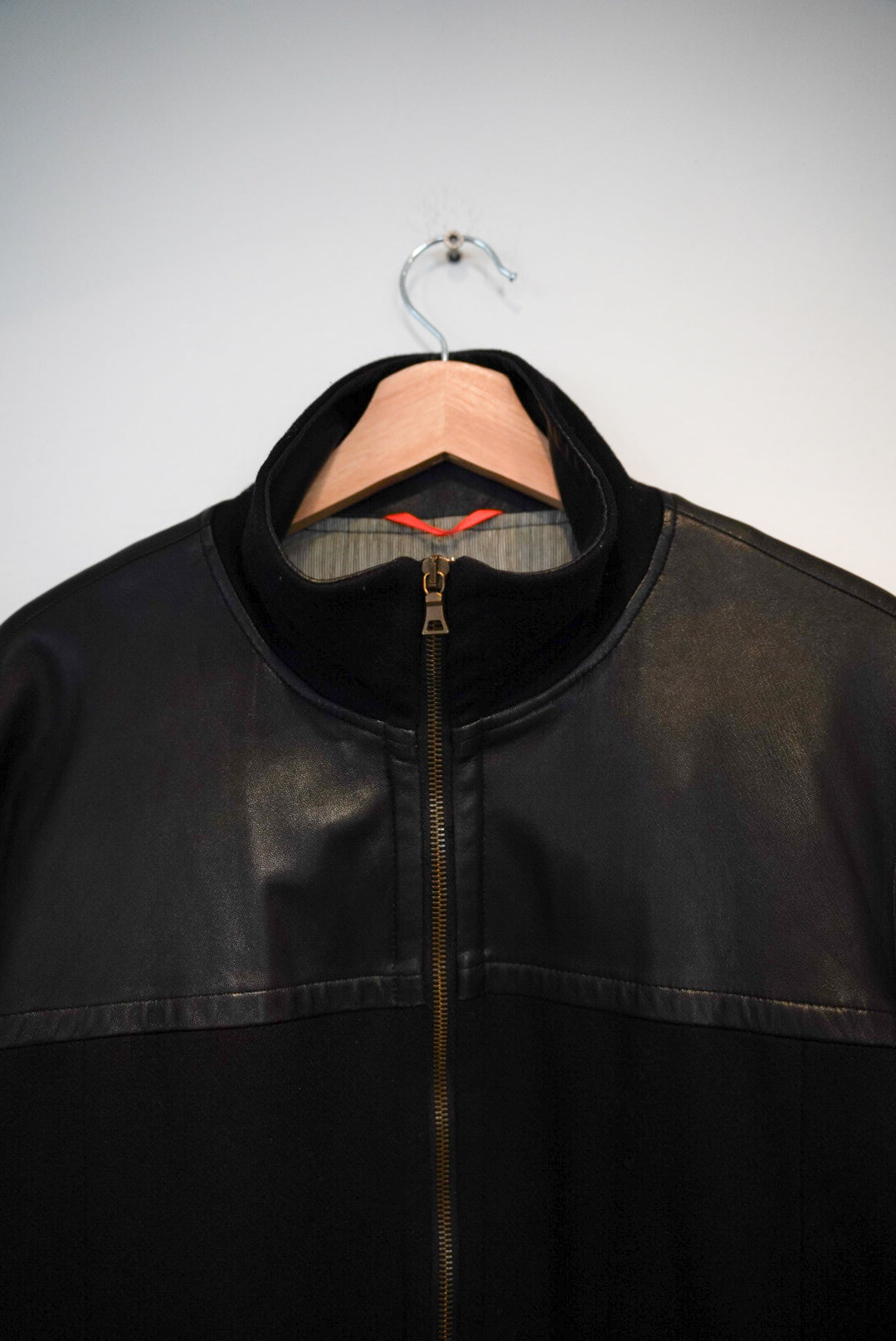 Mads Nørgaard Black Leather and Cotton Zip Jacket