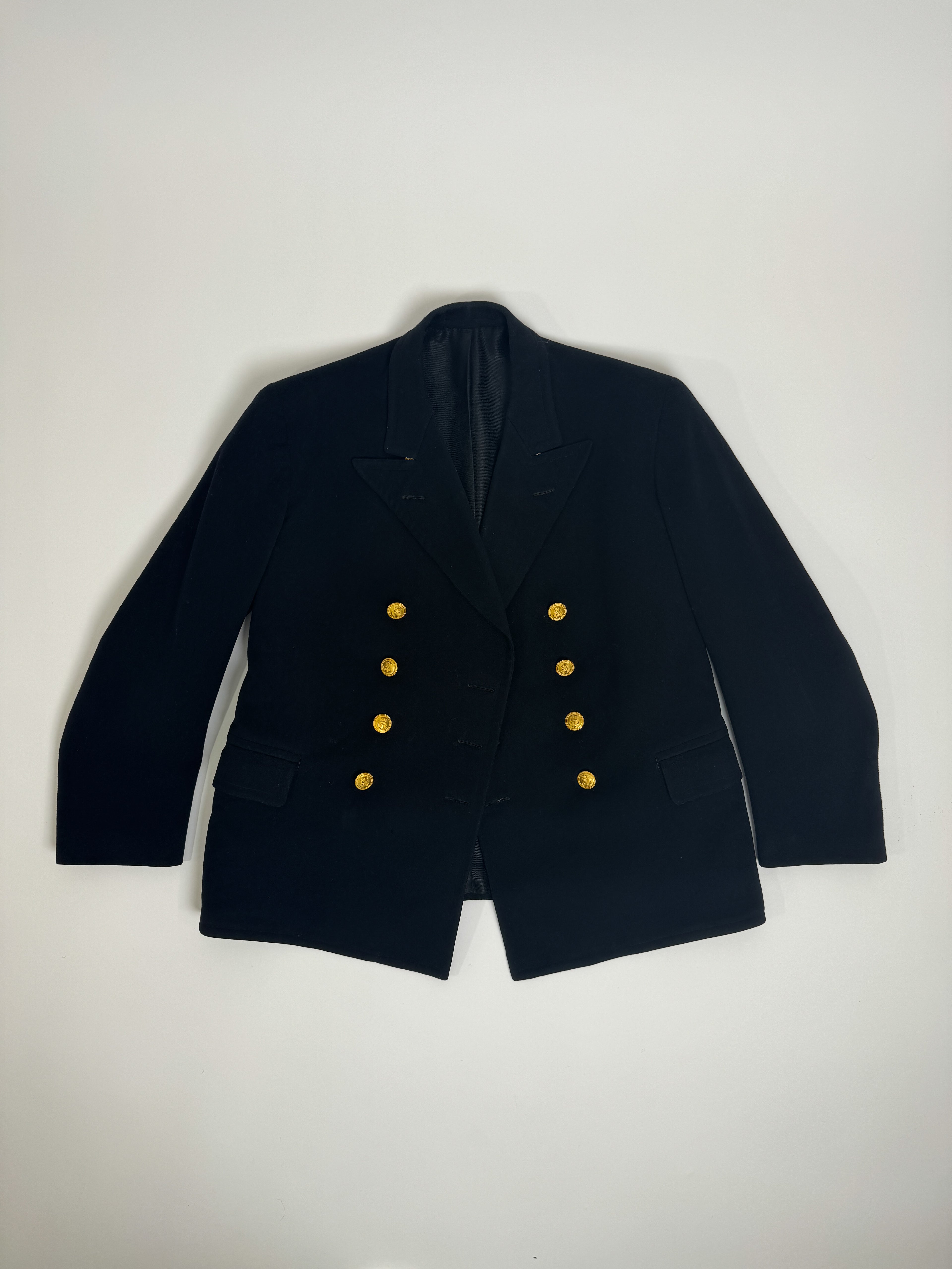 Vintage Schwarze Marine Gold Knopfjacke