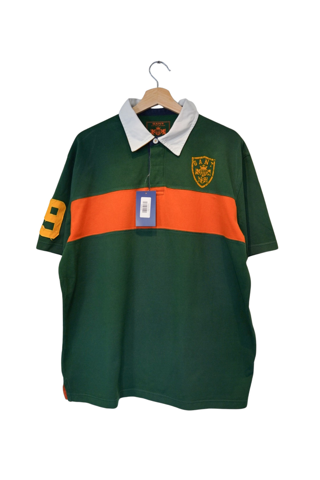 Gant Green and Orange Vintage Short Sleeved Cotton Rugger Polo