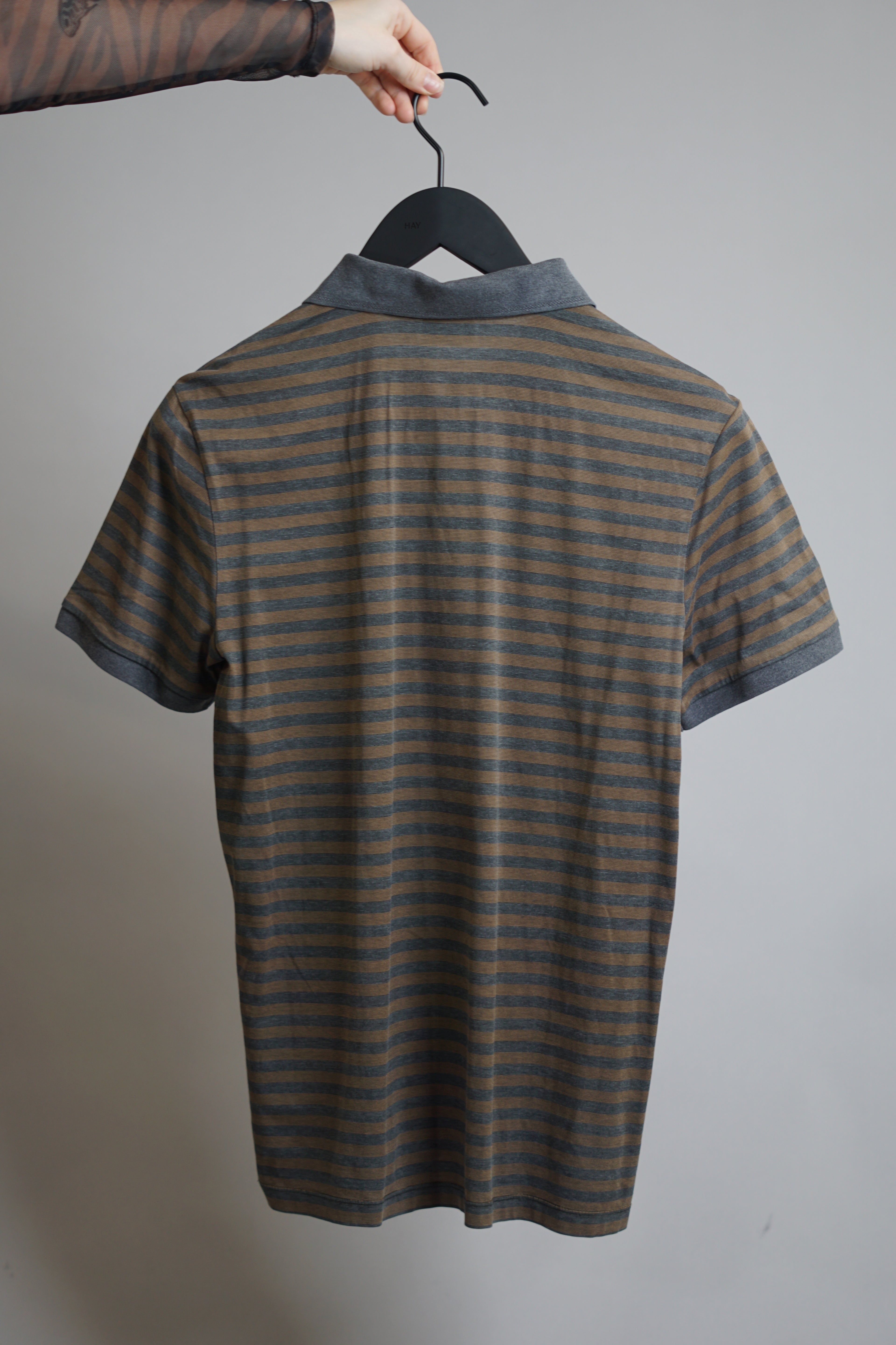 Hugo Boss Gray Striped Slim Fit Mercerized Polo Shirt