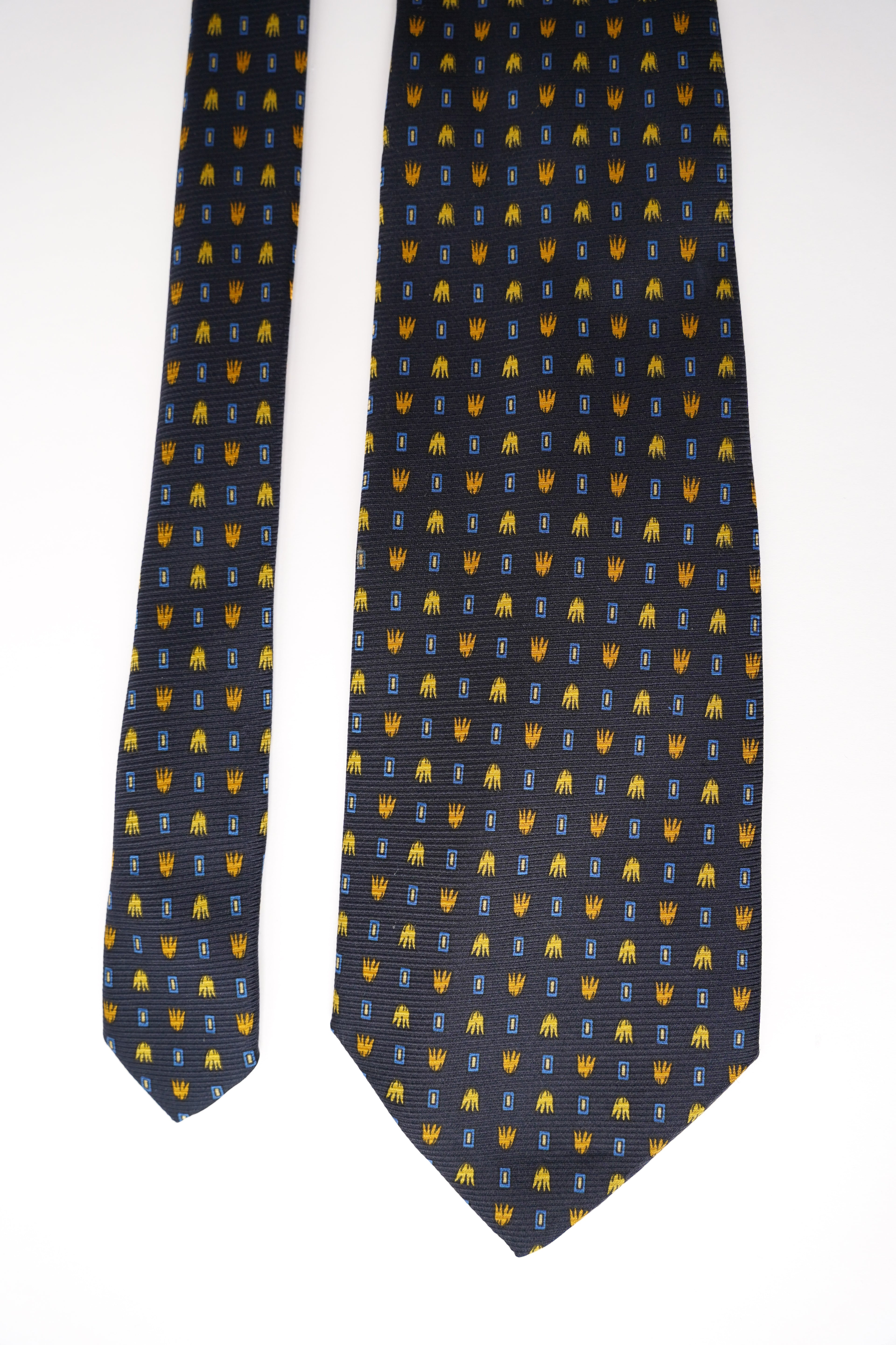 Saint Michel Vintage Marineblaue gepunktete Seidenkrawatte, Made in Italy