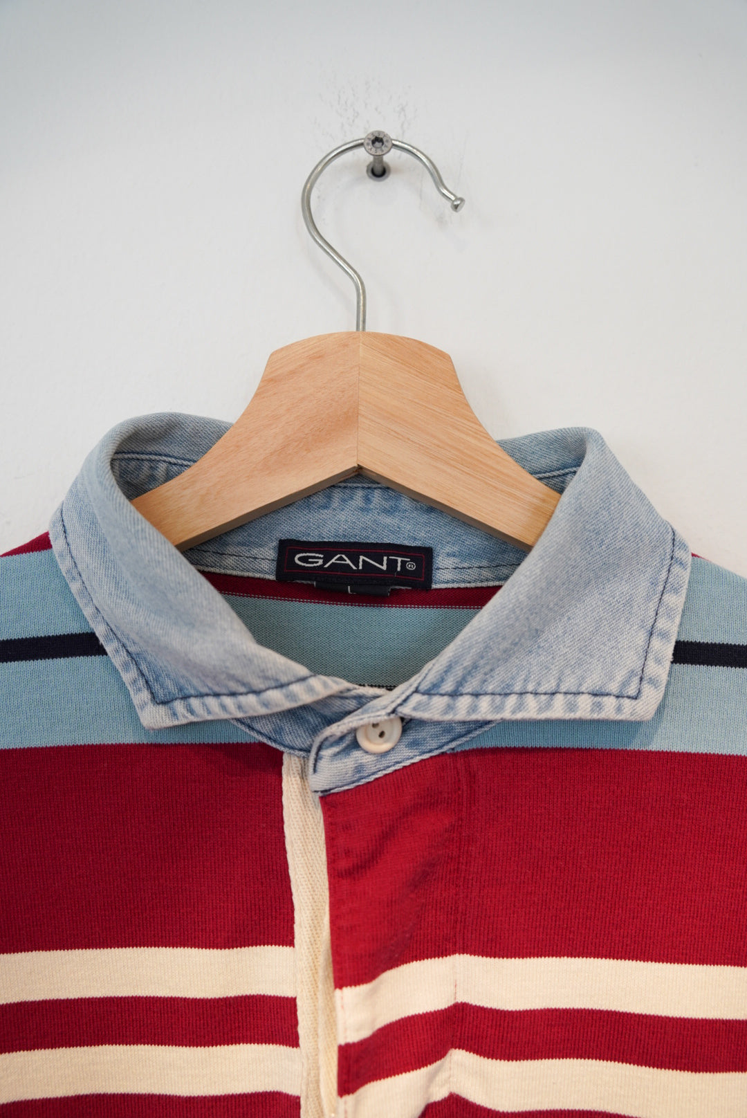 Gant Red, White and Lightblue Striped Cotton Rugger