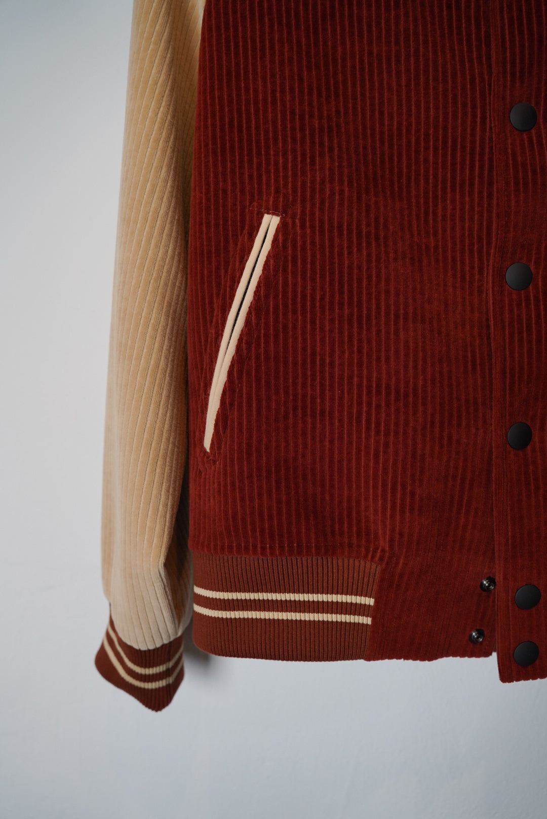 Circolo 1901 Red and Cream Varisty Corduroy Cotton Bomber Jacket