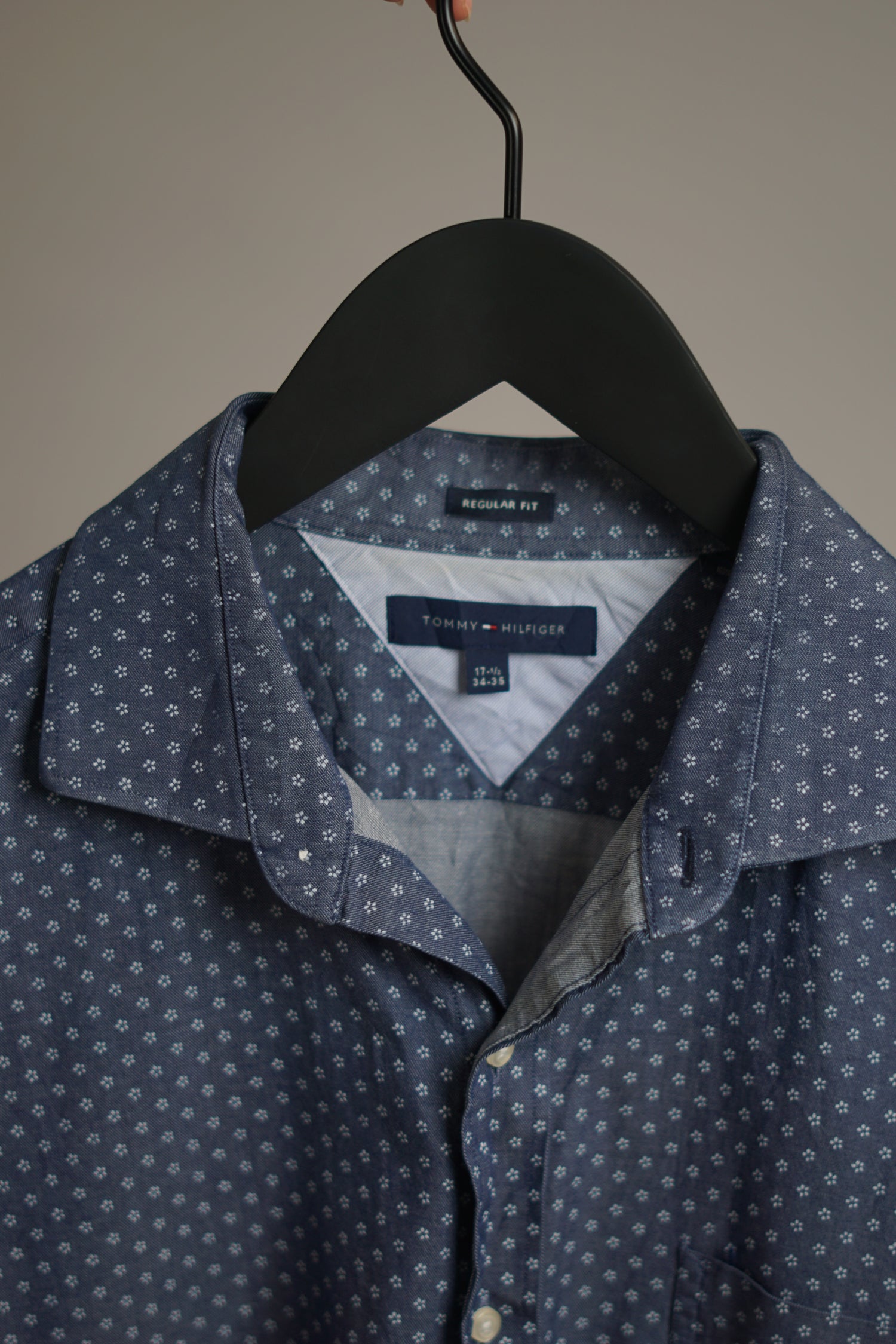 Tommy Hilfiger Blue Regular Fit Dotted Down Shirt