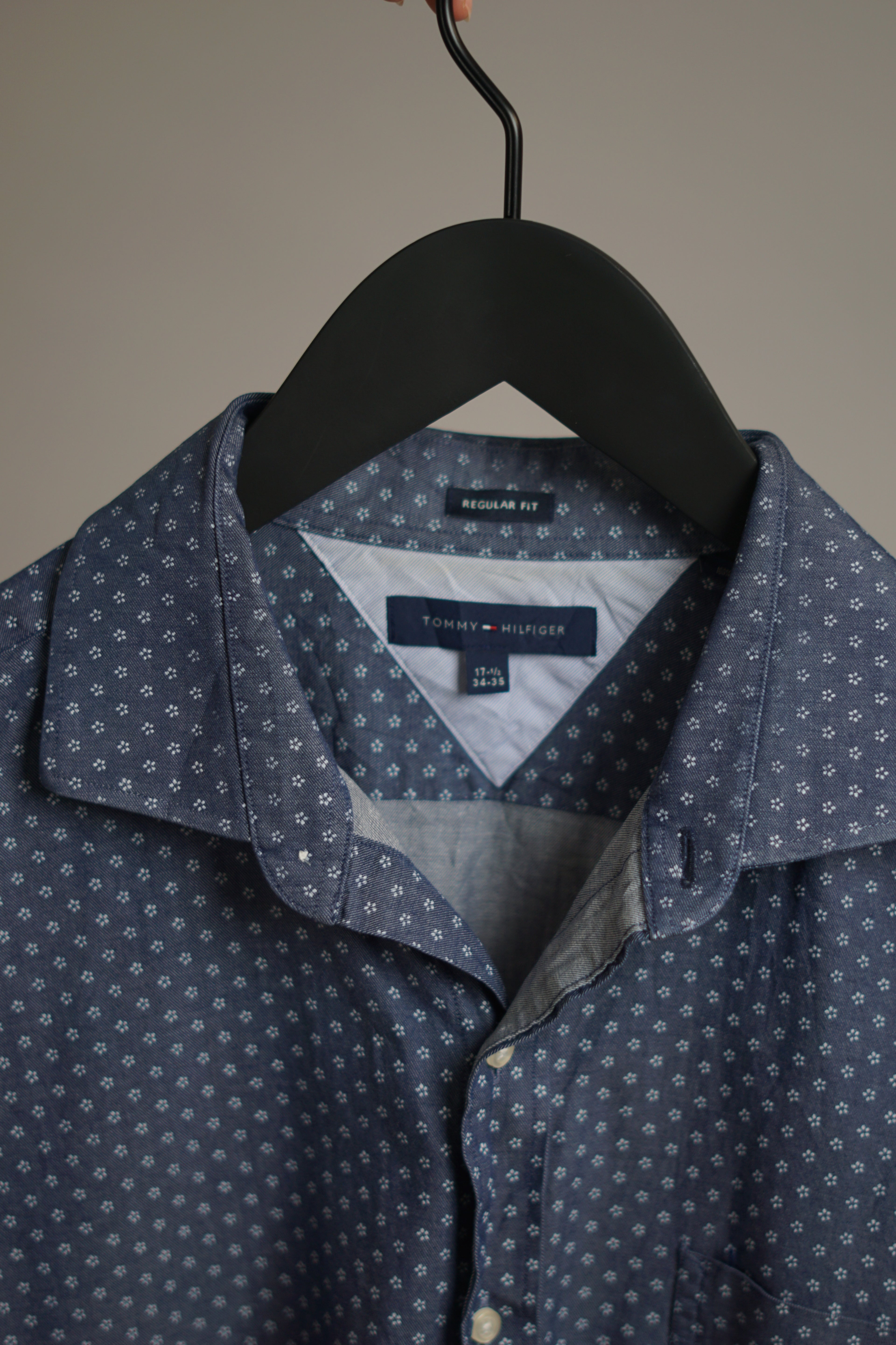 Tommy Hilfiger Blue Regular Fit Dotted Down Shirt