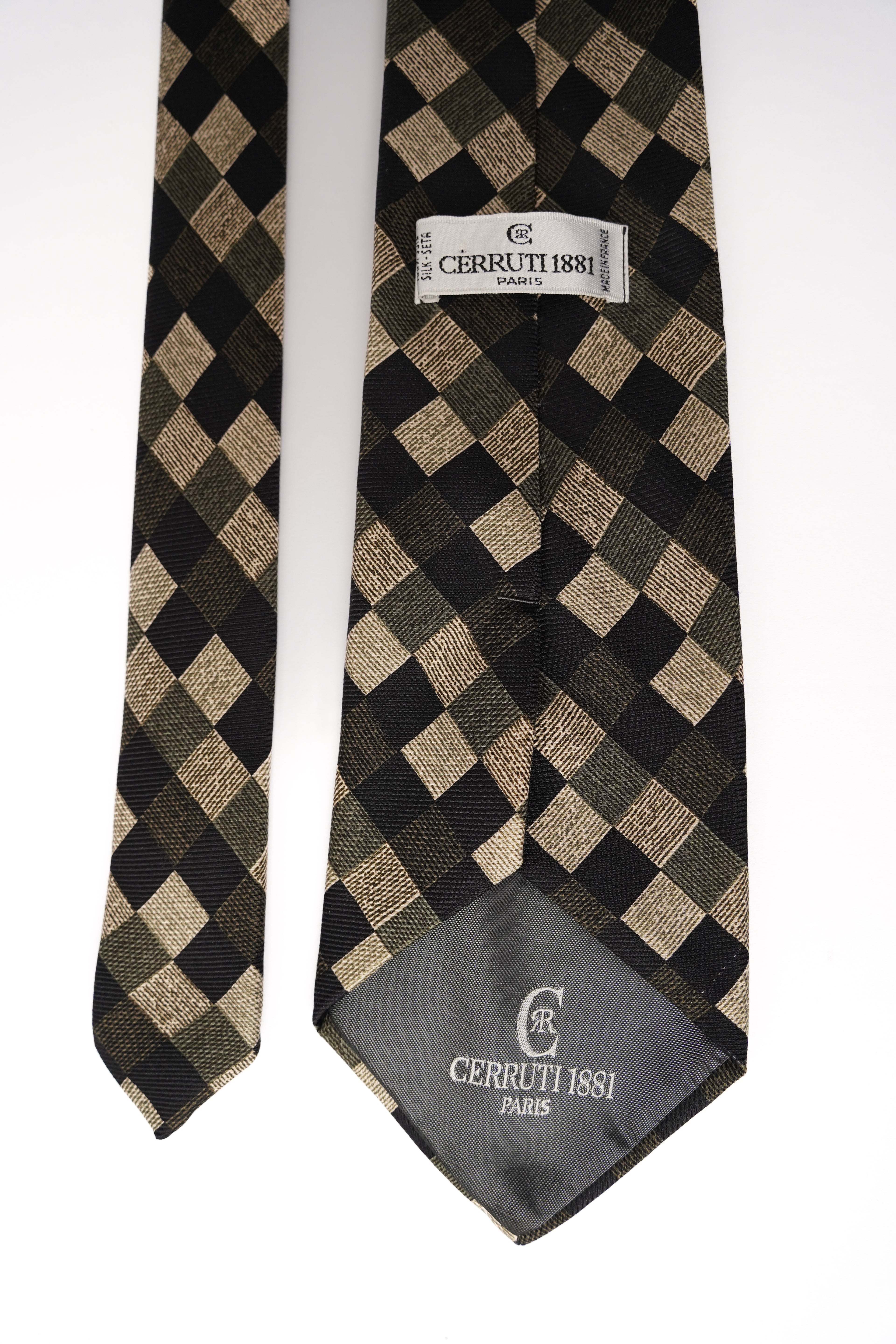 Cerruti Paris Grüne und dunkle quadratische Vintage-Krawatte