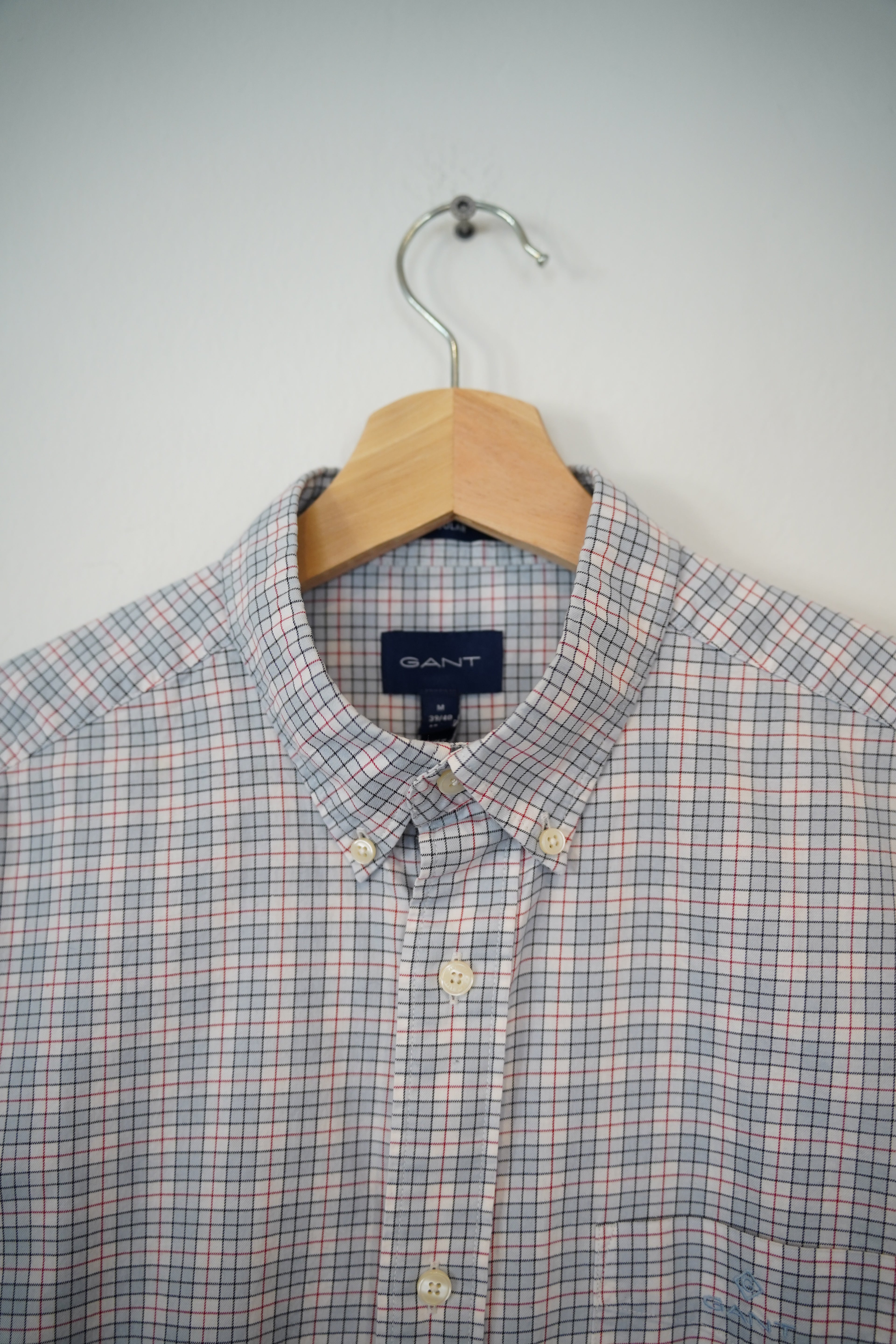 Gant White, Black Gray and Red Checkered Regular Shirt
