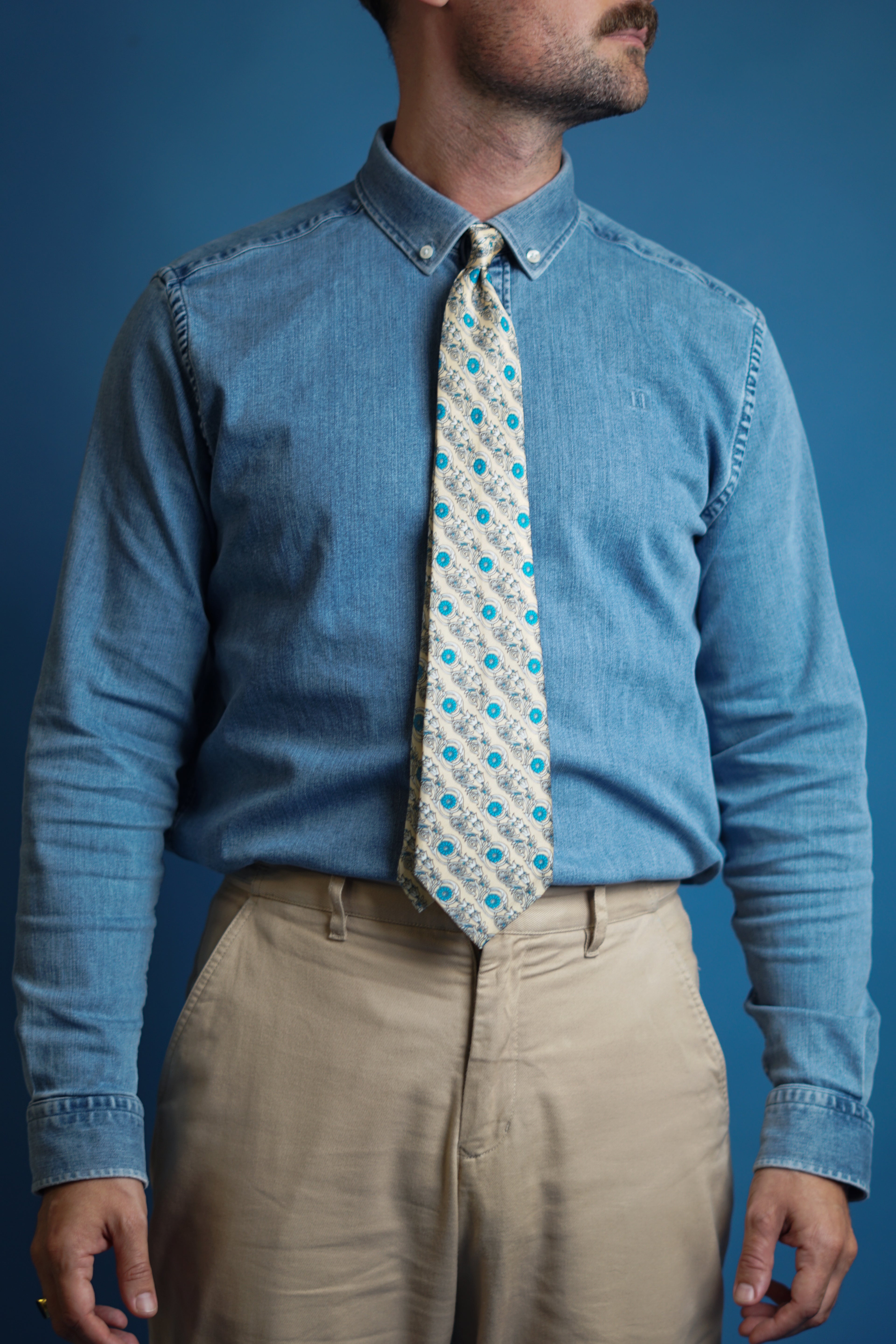 Gelbe Vintage Italien Krawatte