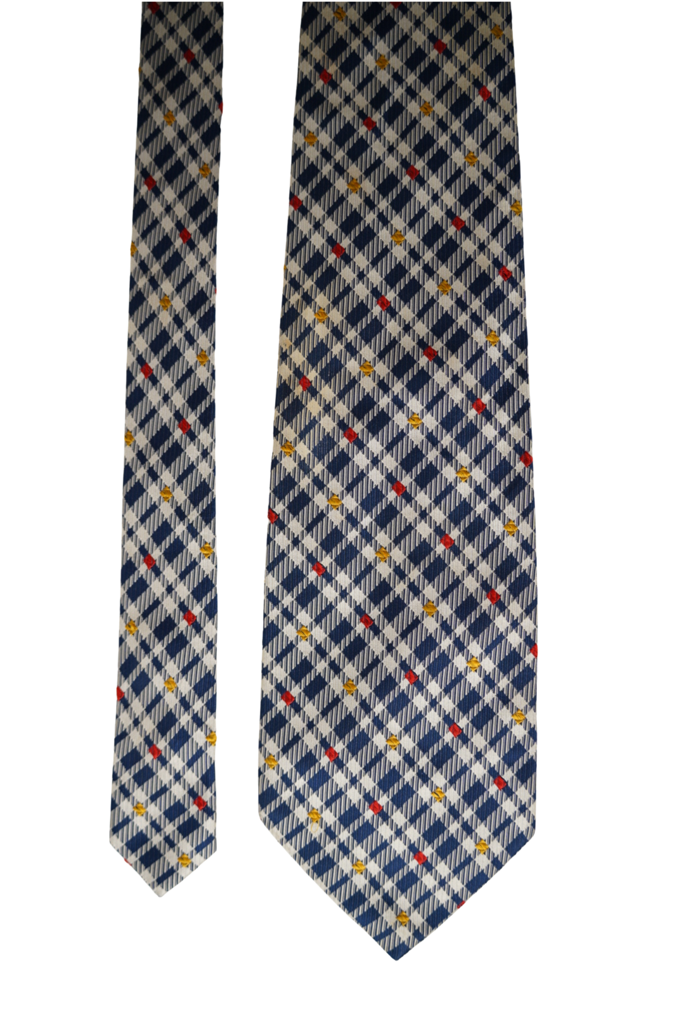 Gianfranco Ferre Navy and Beige Checkered Slik Tie
