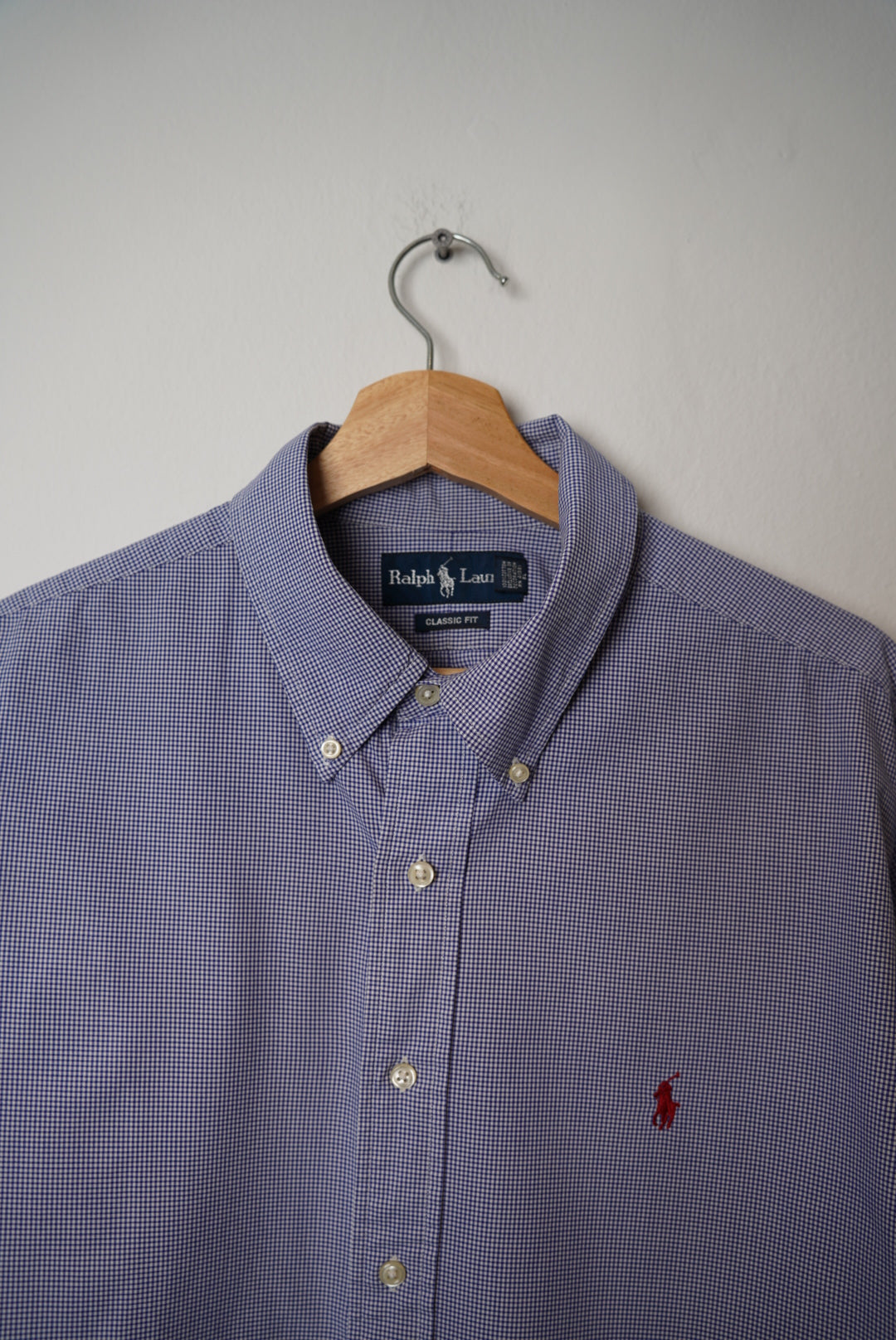 Ralph Lauren Blue and White Checkered Classic Fit Cotton Shirt